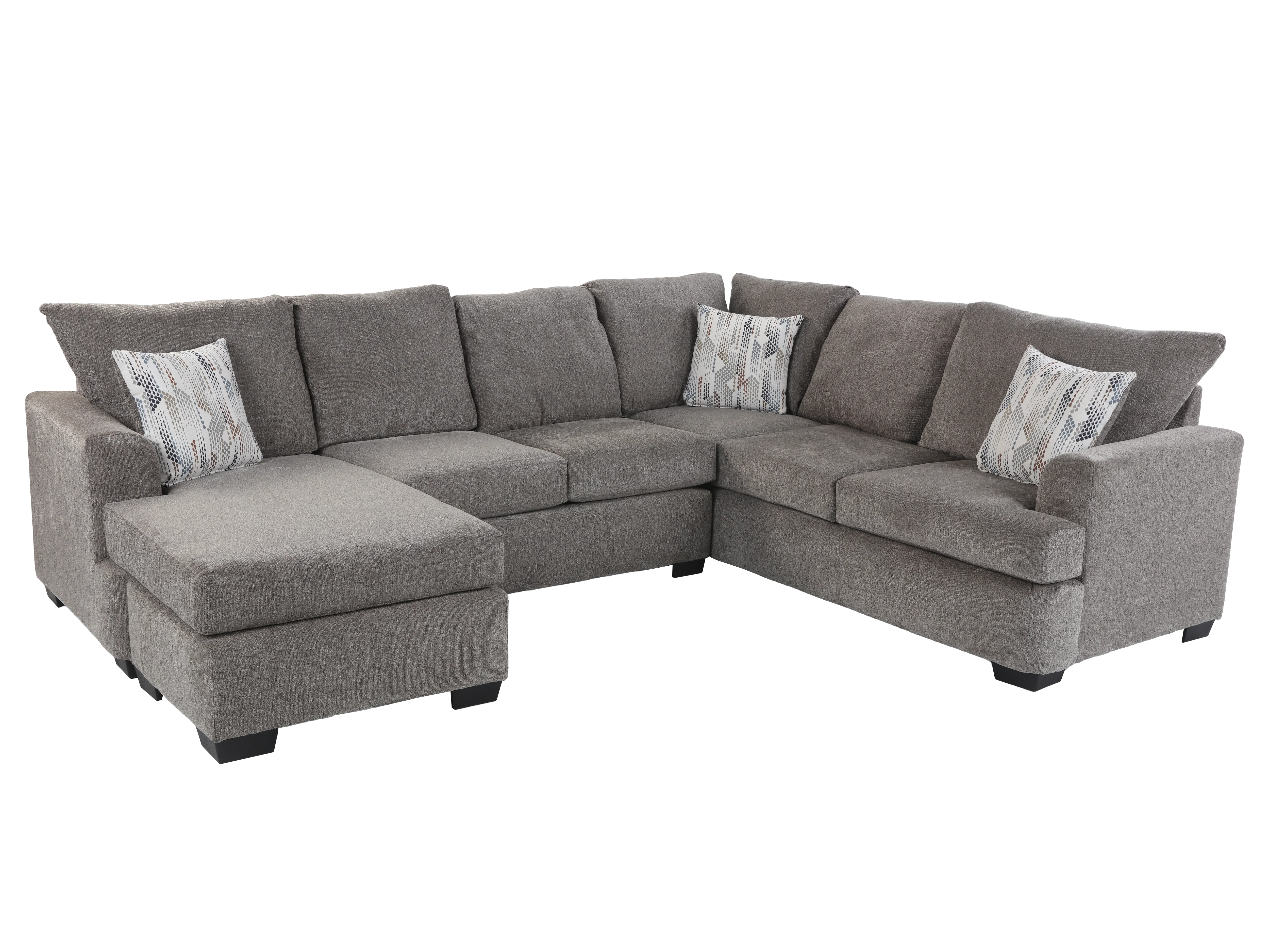 Logan Nickel Grey Sectional Sofa with Chaise