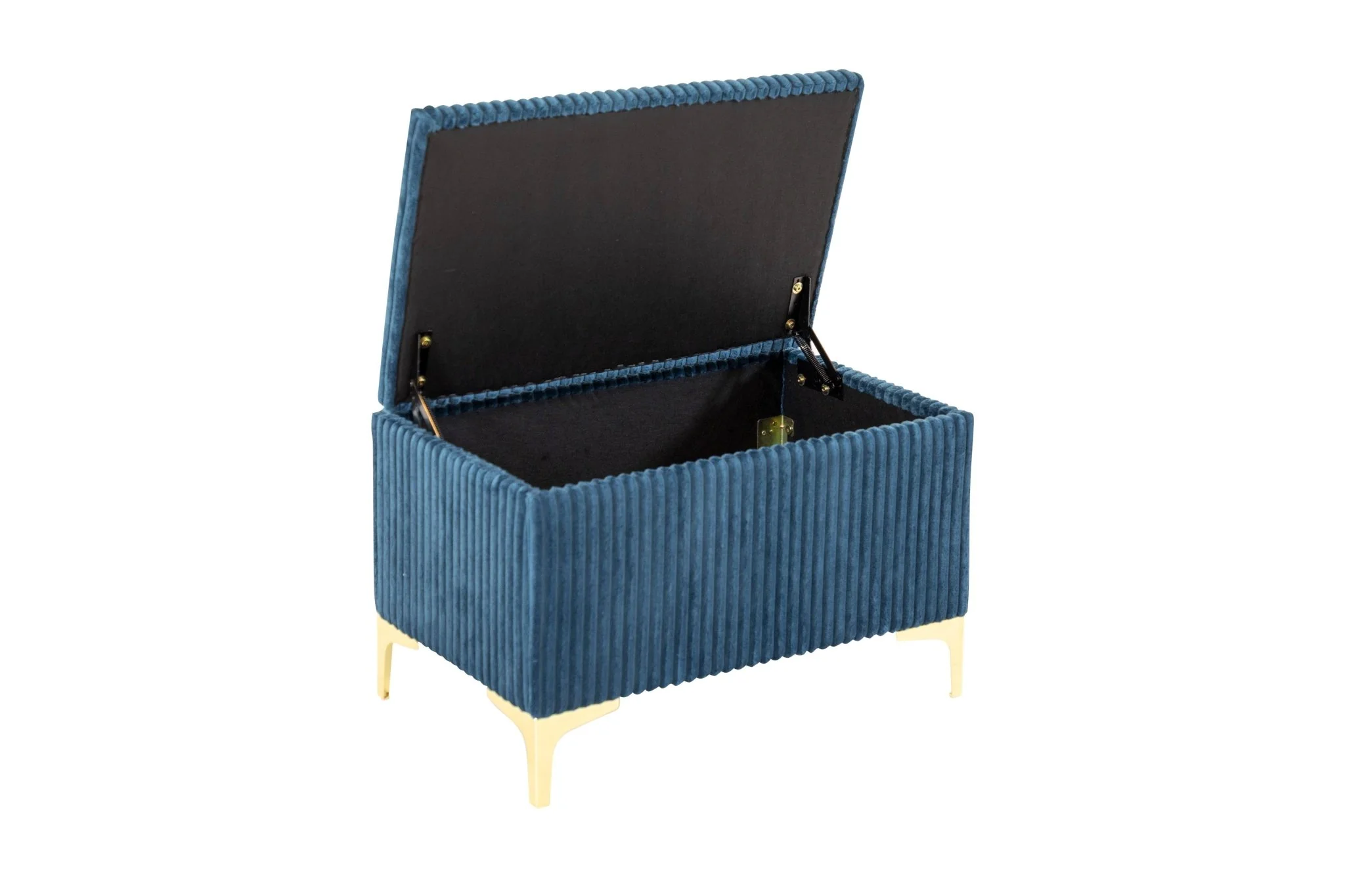 Midnight Blue Velvet Queen Bed with Storage Bench