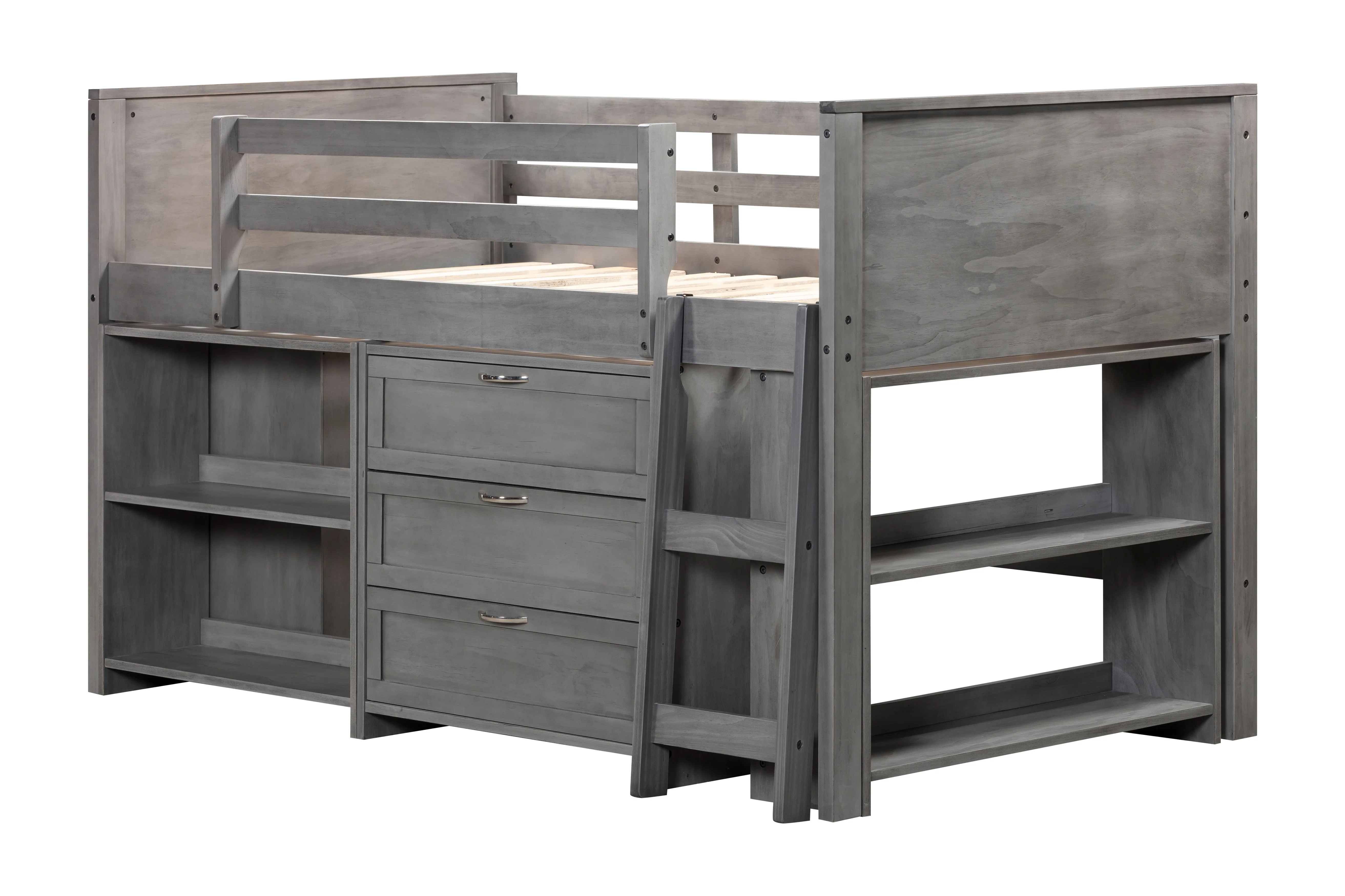 5 Piece Twin Low Loft Storage Bed Set