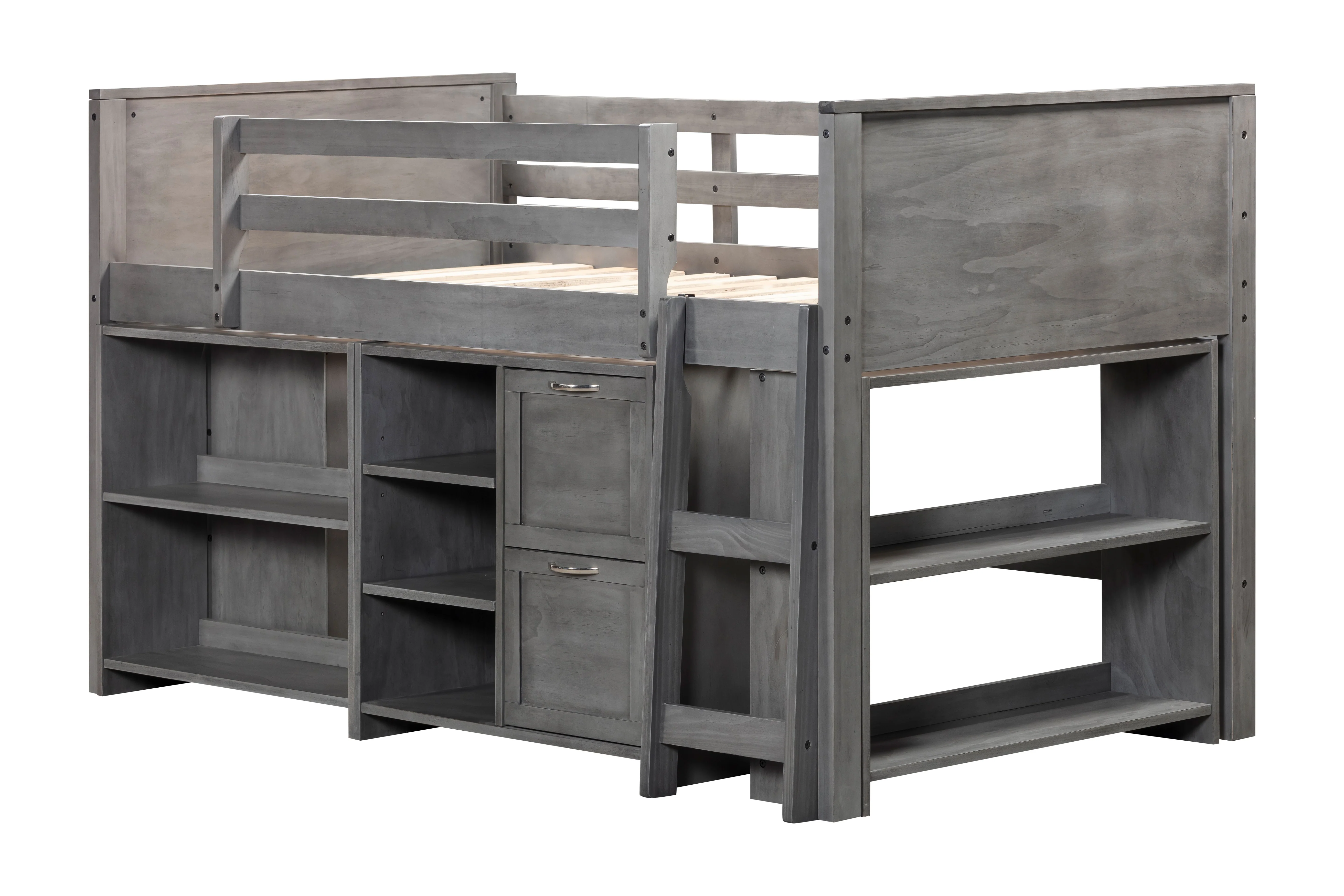 5 Piece Twin Low Loft Storage Bed Set