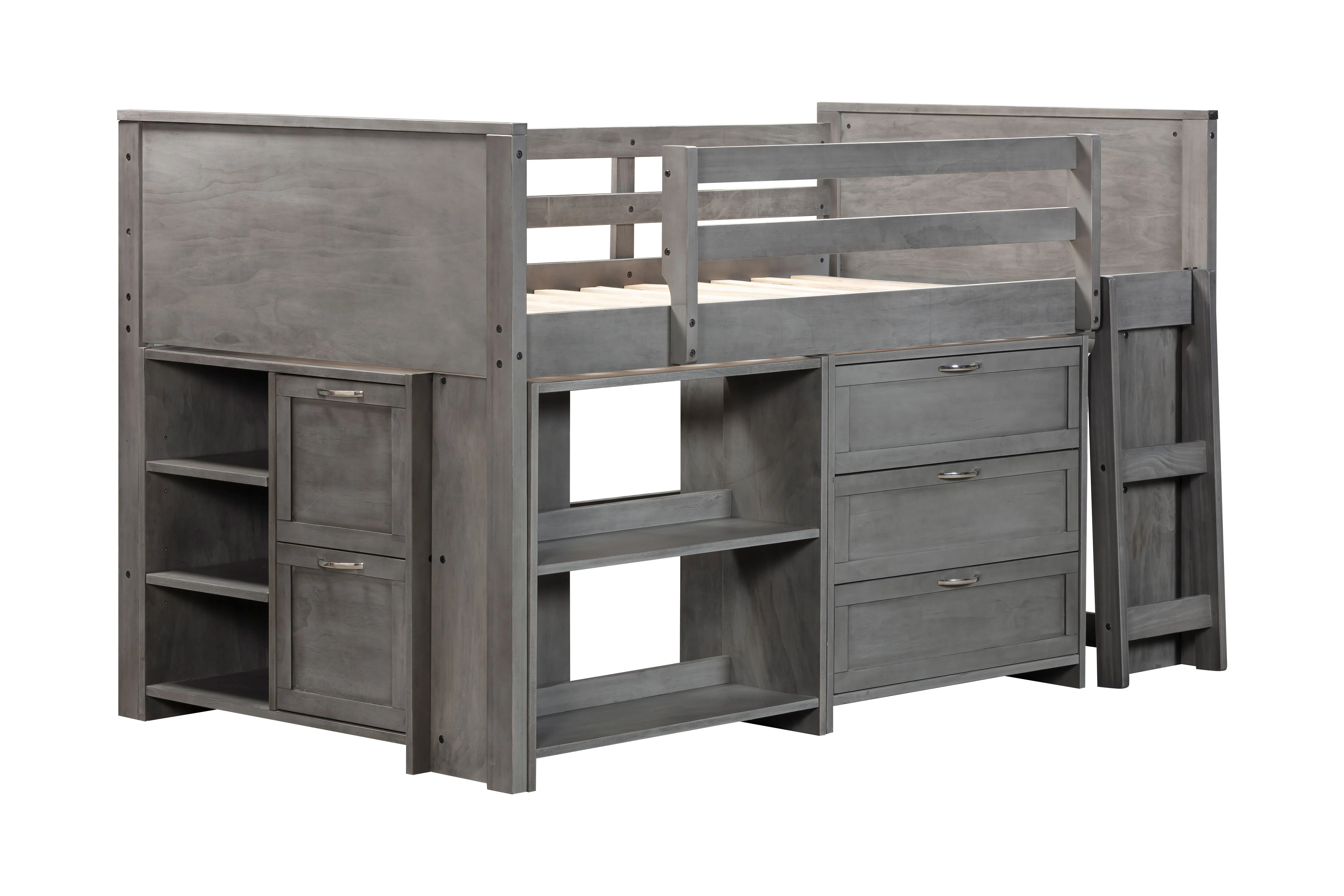 5 Piece Twin Low Loft Storage Bed Set