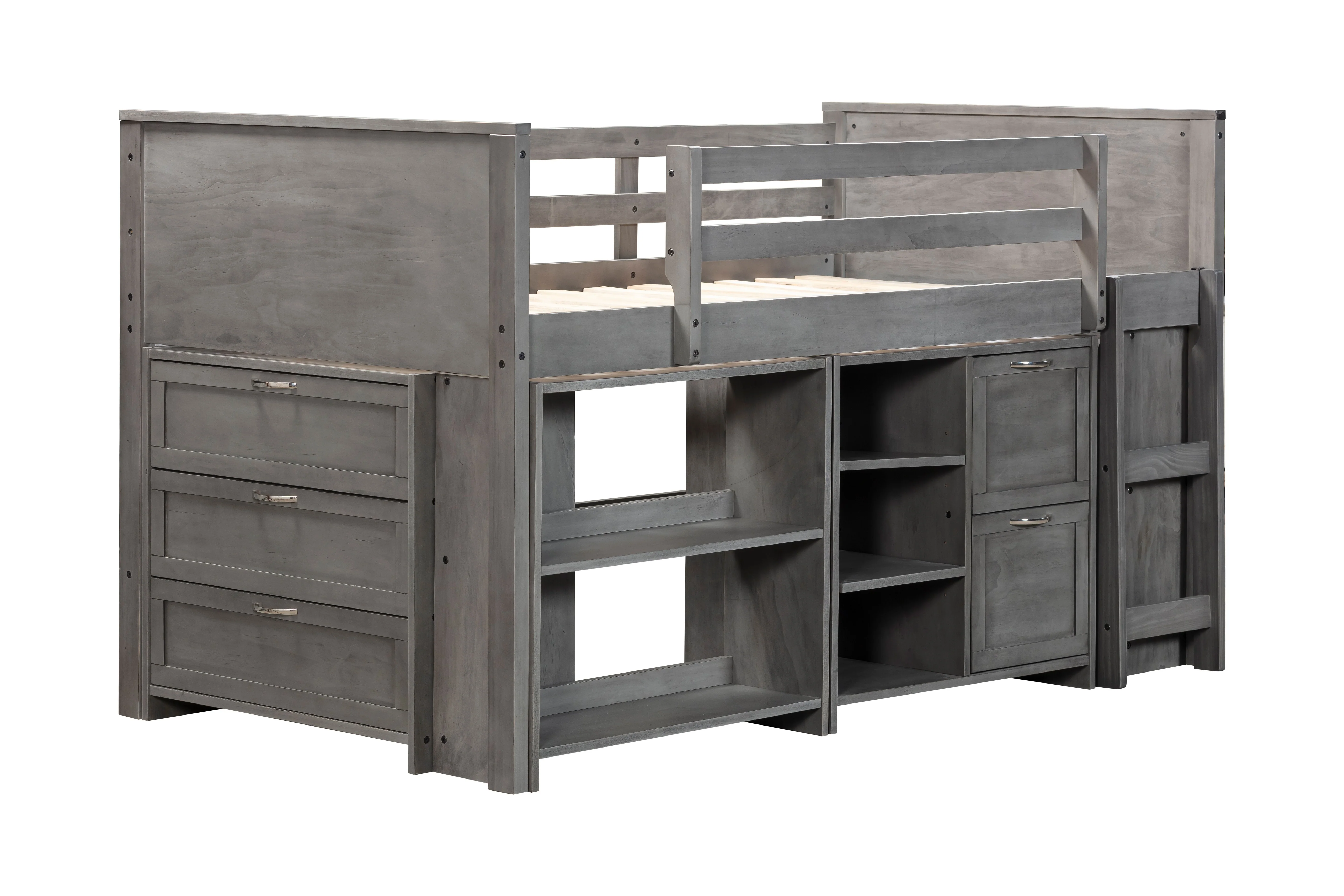 5 Piece Twin Low Loft Storage Bed Set