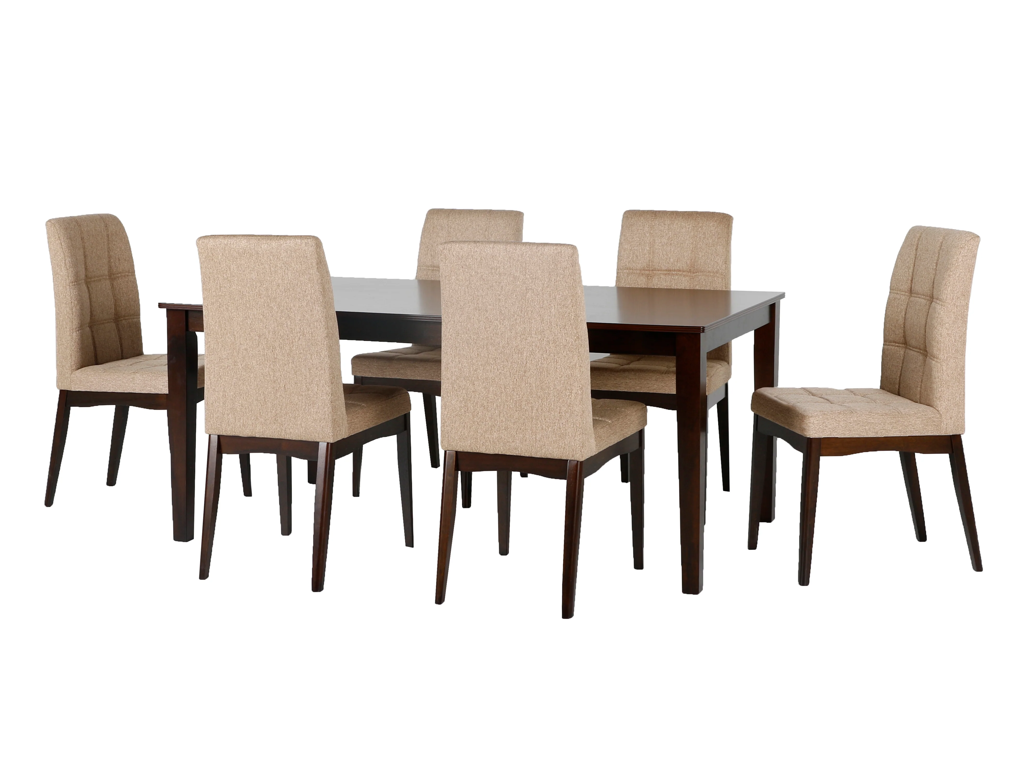 1149-brown-beige-7-piece-modern-dining-set-with-upholstered-chairs-2.webp Brown & Beige 7-Piece Modern Dining Set with Upholstered Chairs