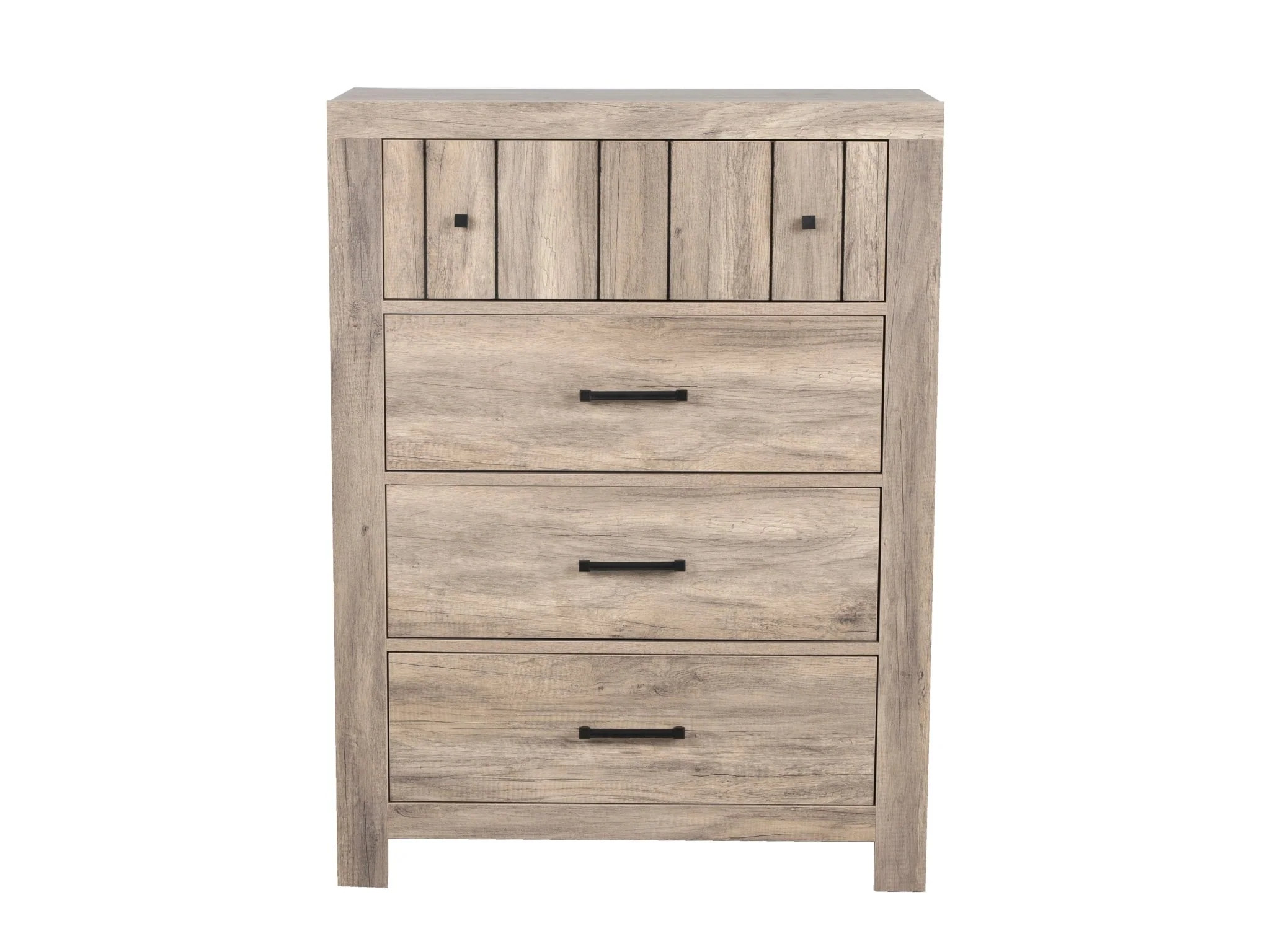 Modern Rustic 5-Drawer Chest with Distressed Wood Finish