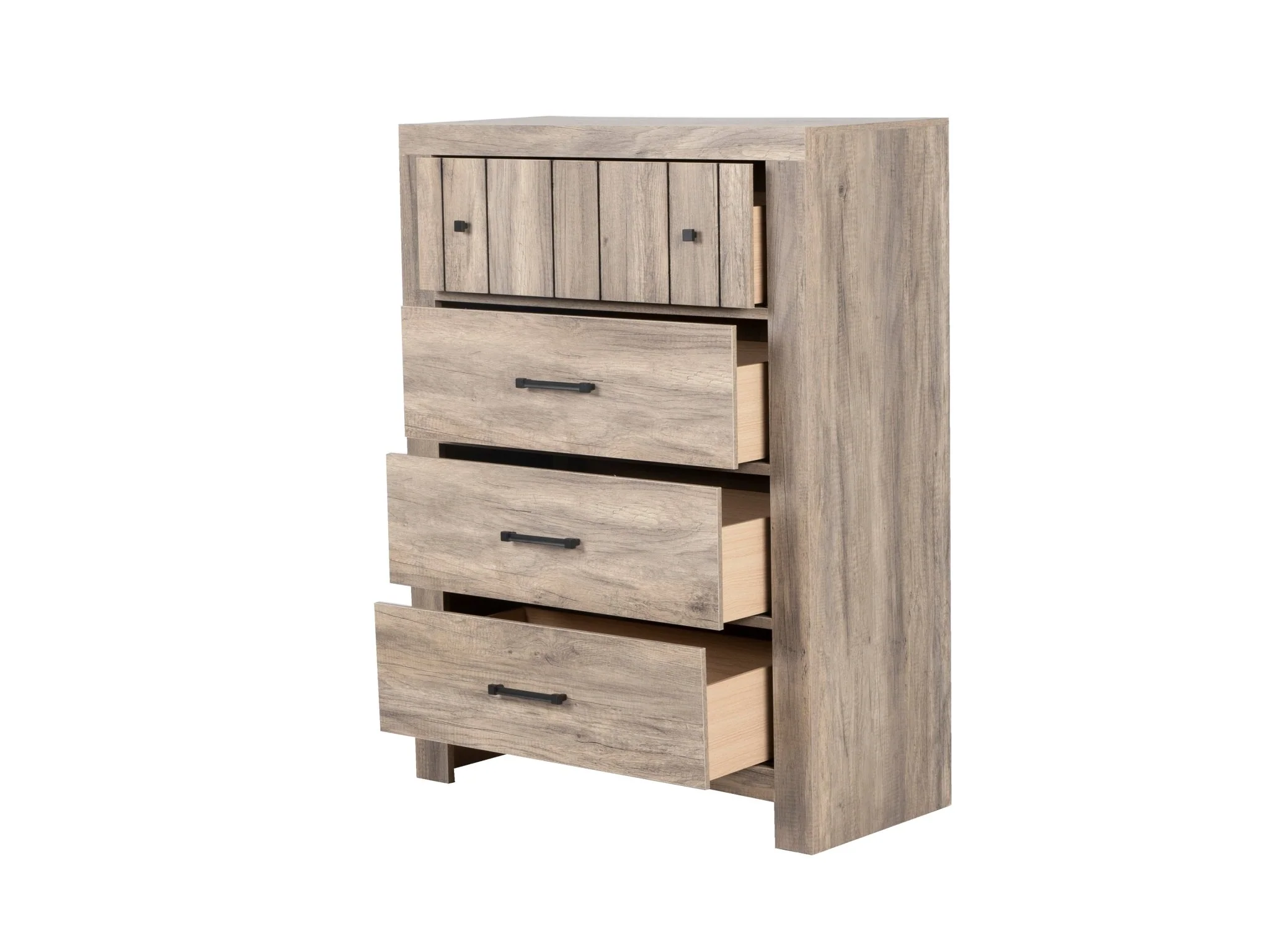 Modern Rustic 5-Drawer Chest with Distressed Wood Finish