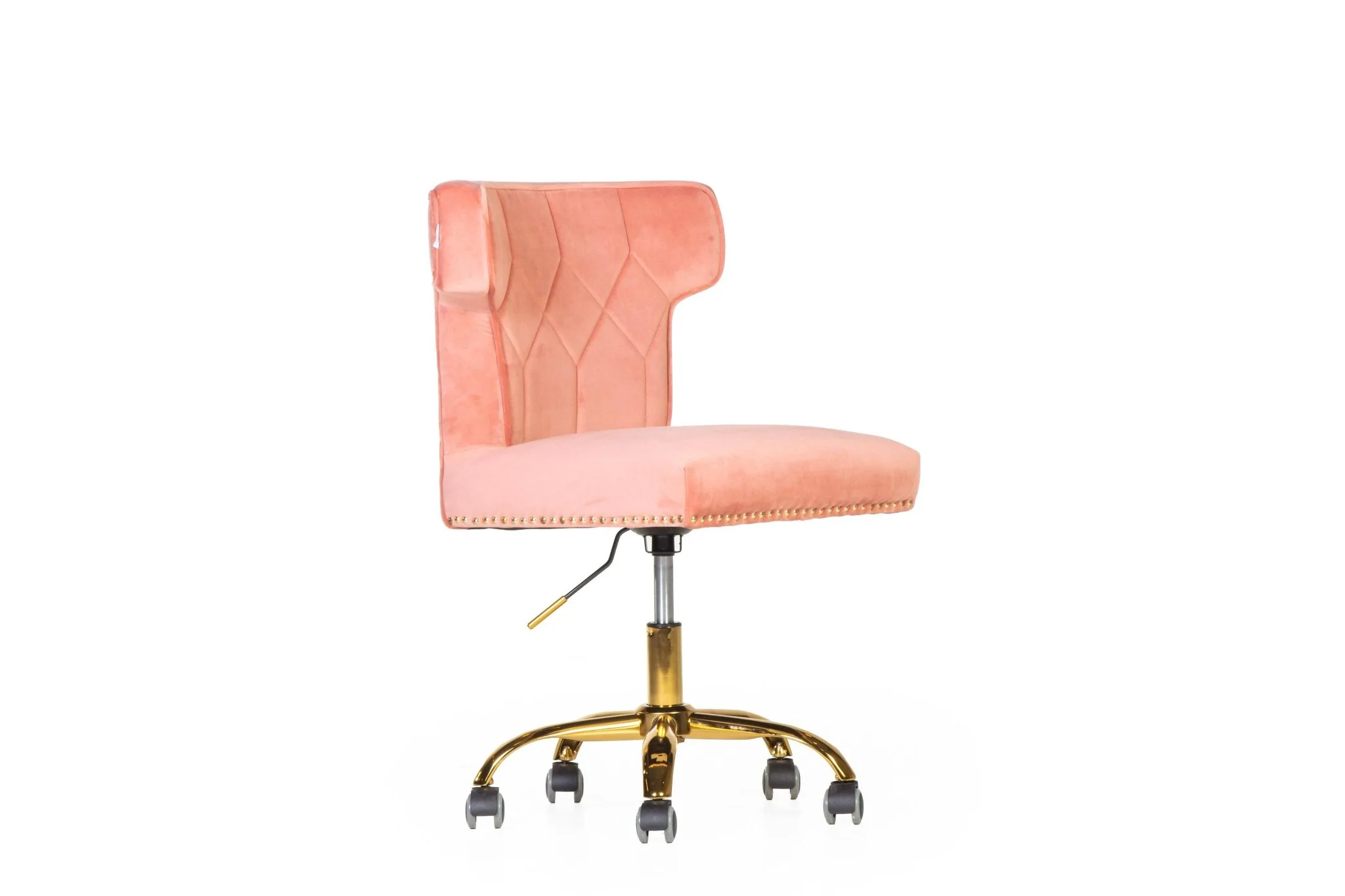 1157-blush-pink-velvet-glam-swivel-office-chair-with-gold-base-casters-2.webp Blush Pink Velvet Glam Swivel Office Chair with Gold Base & Casters