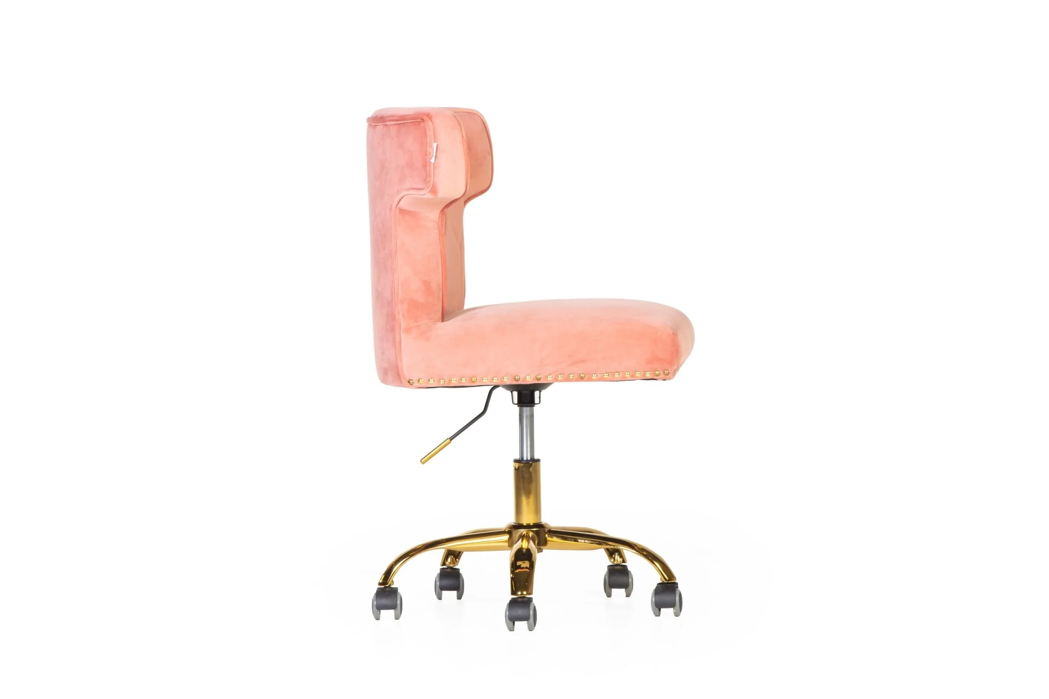 1157-blush-pink-velvet-glam-swivel-office-chair-with-gold-base-casters-8.webp Blush Pink Velvet Glam Swivel Office Chair with Gold Base & Casters
