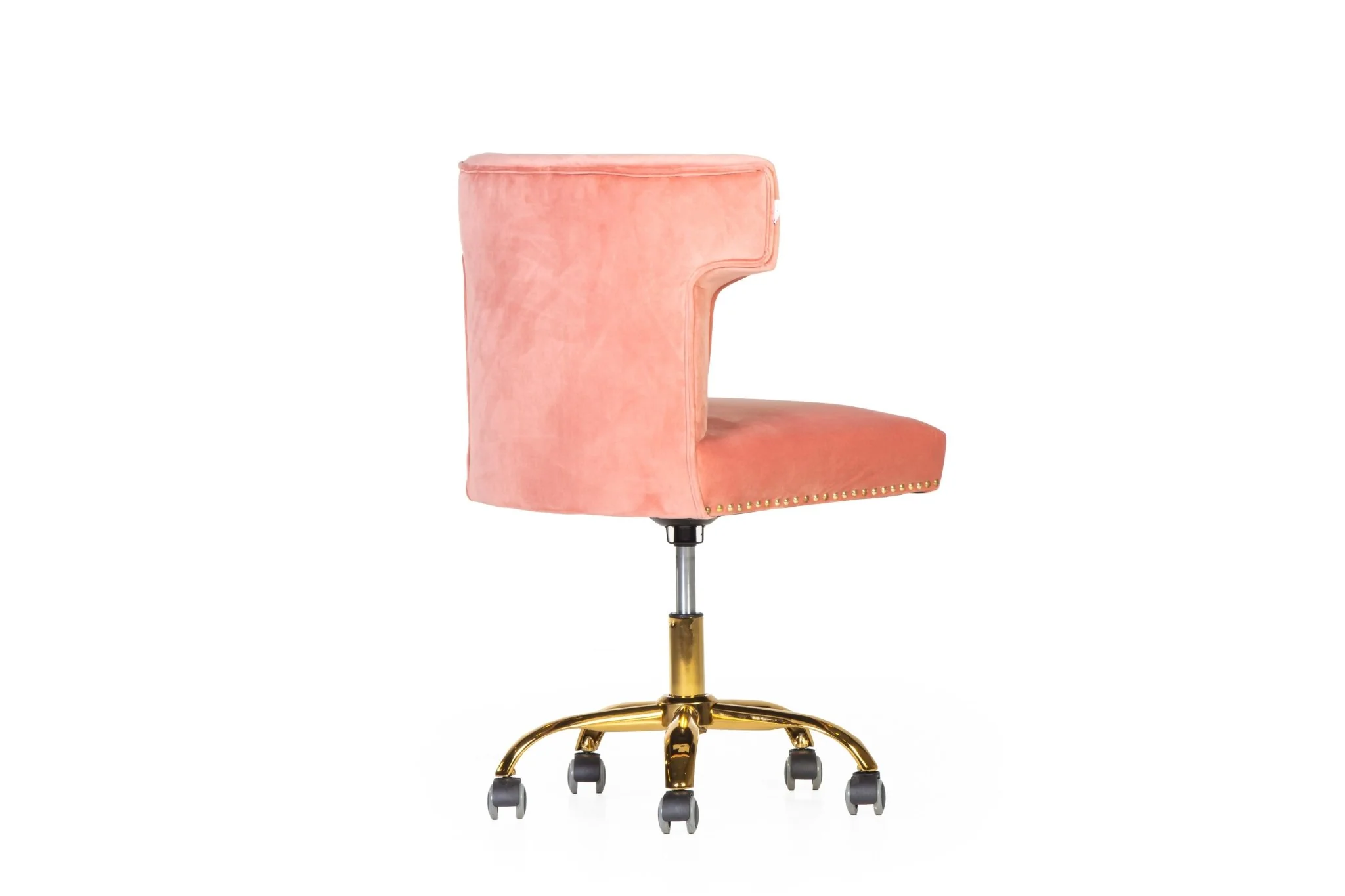 1157-blush-pink-velvet-glam-swivel-office-chair-with-gold-base-casters-9.webp Blush Pink Velvet Glam Swivel Office Chair with Gold Base & Casters