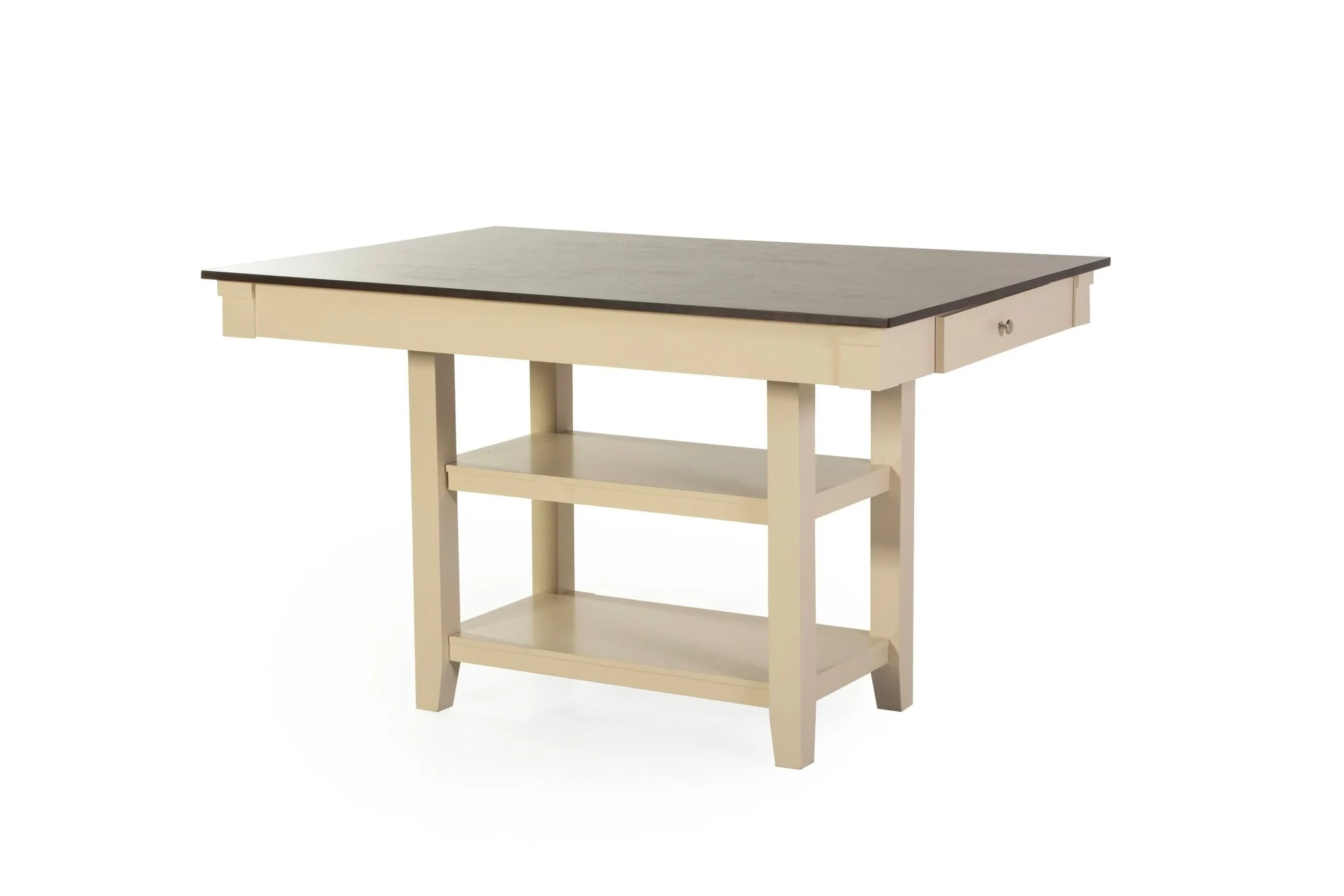 Milk/Dark Brown Counter-Height 6-Piece Dining Set with Storage Shelves