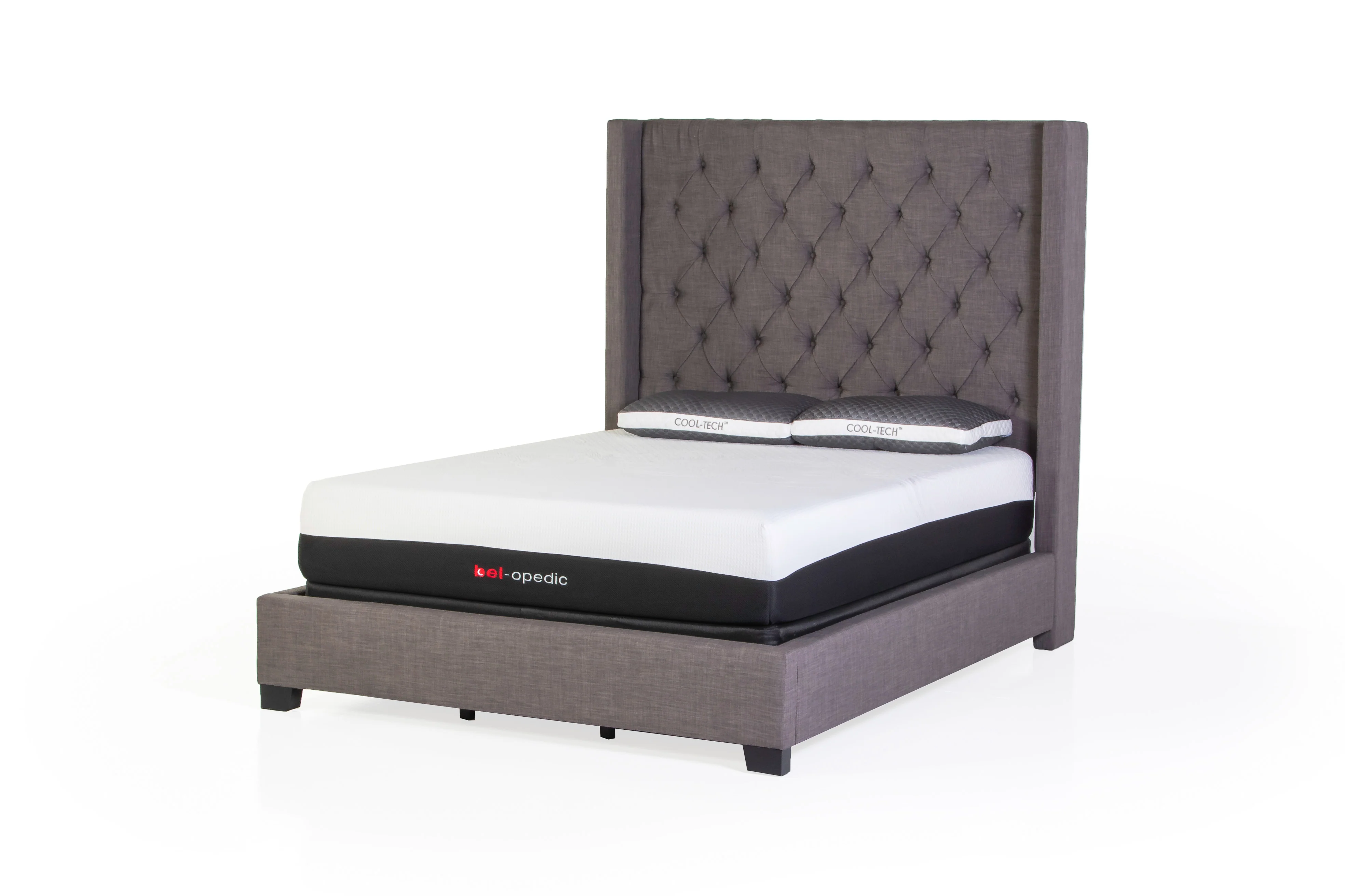 120-grey-wingback-upholstered-bed-with-tall-tufted-headboard-1.webp Grey Wingback Upholstered Bed with Tall Tufted Headboard