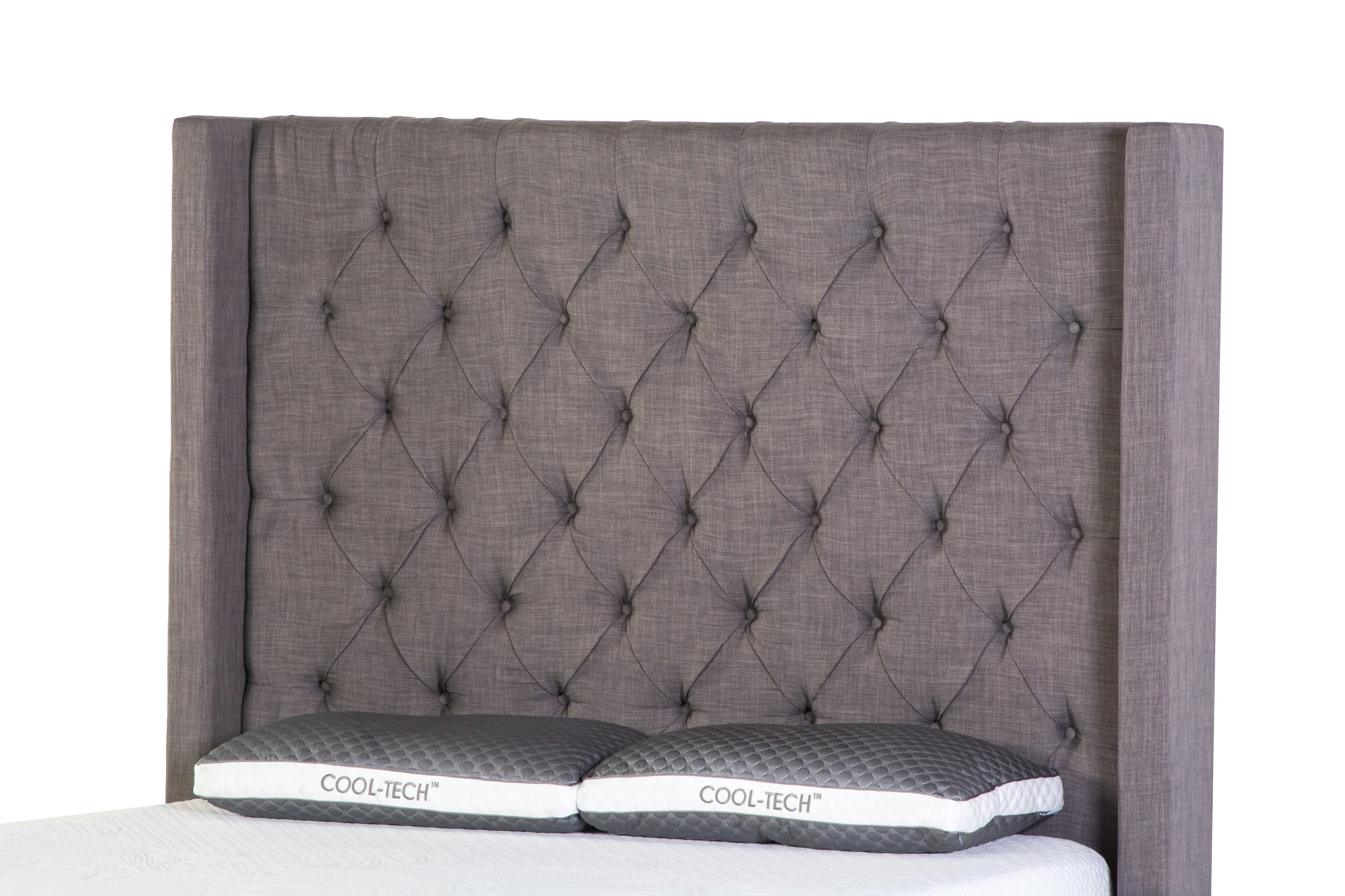 120-grey-wingback-upholstered-bed-with-tall-tufted-headboard-4.webp Grey Wingback Upholstered Bed with Tall Tufted Headboard