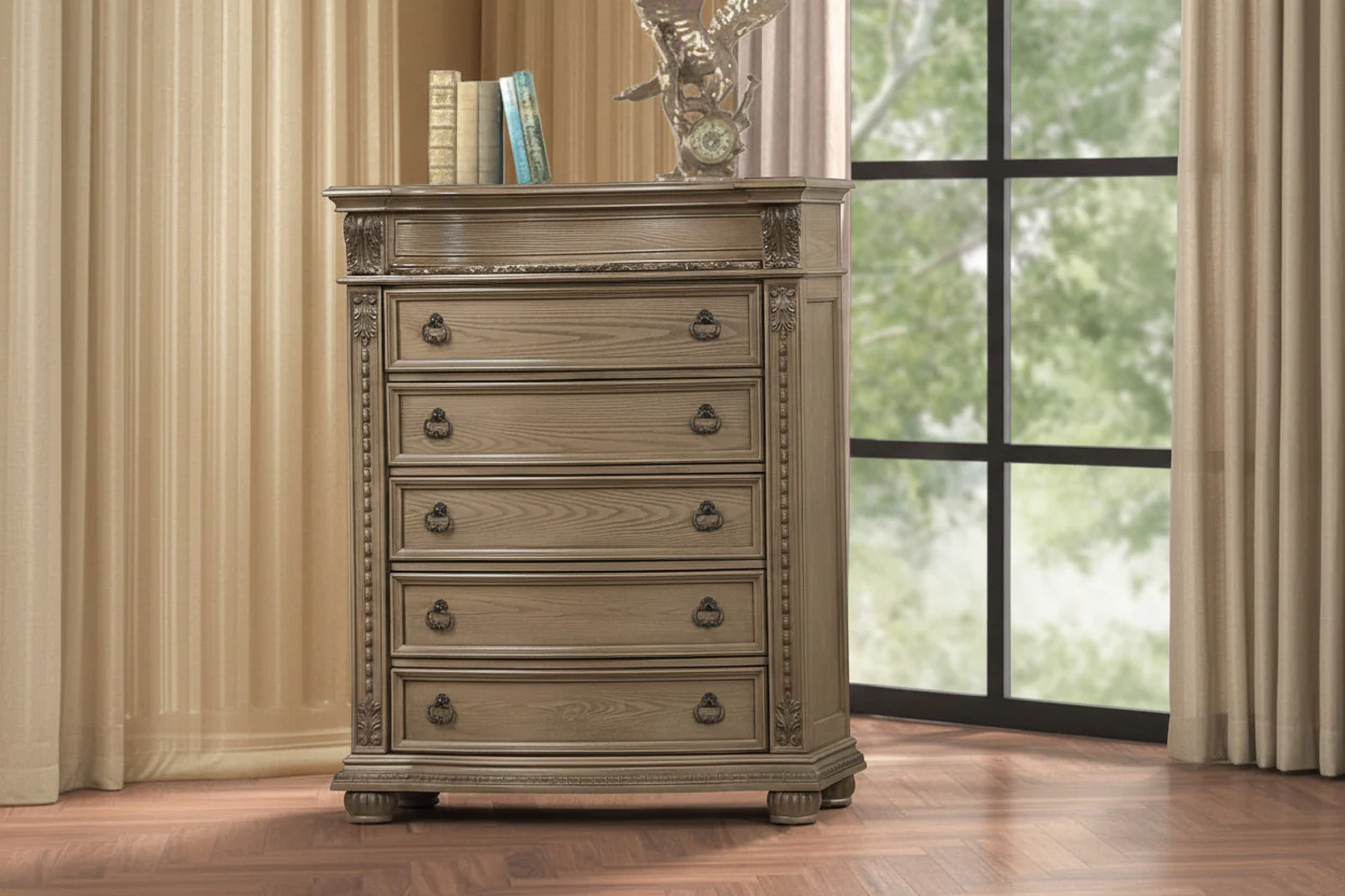 1229-kensington-estate-traditional-light-brown-5-drawer-chest-1.webp Kensington Estate Traditional Light Brown 5-Drawer Chest