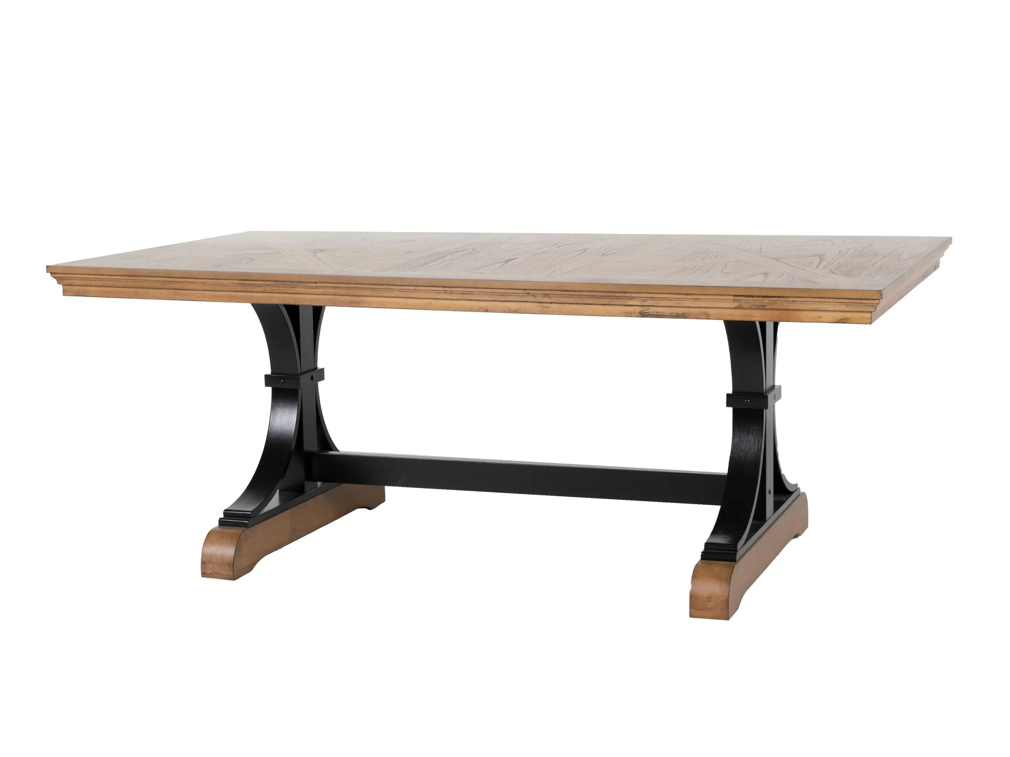 125-brown-6-piece-trestle-dining-set-with-bench-antique-dark-oak-top-upholstered-chairs-nailhead-trim-3.webp Brown 6-Piece Trestle Dining Set with Bench - Antique Dark Oak Top, Upholstered Chairs & Nailhead Trim