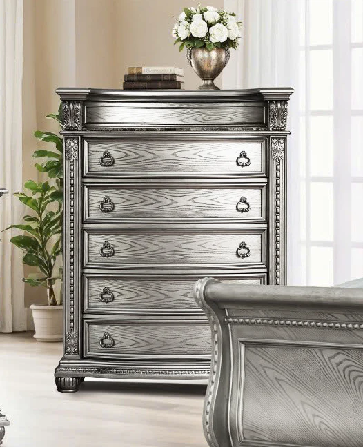 1263-grey-traditional-carved-chest-with-wood-top-1.webp Grey Traditional Carved Chest with Wood Top