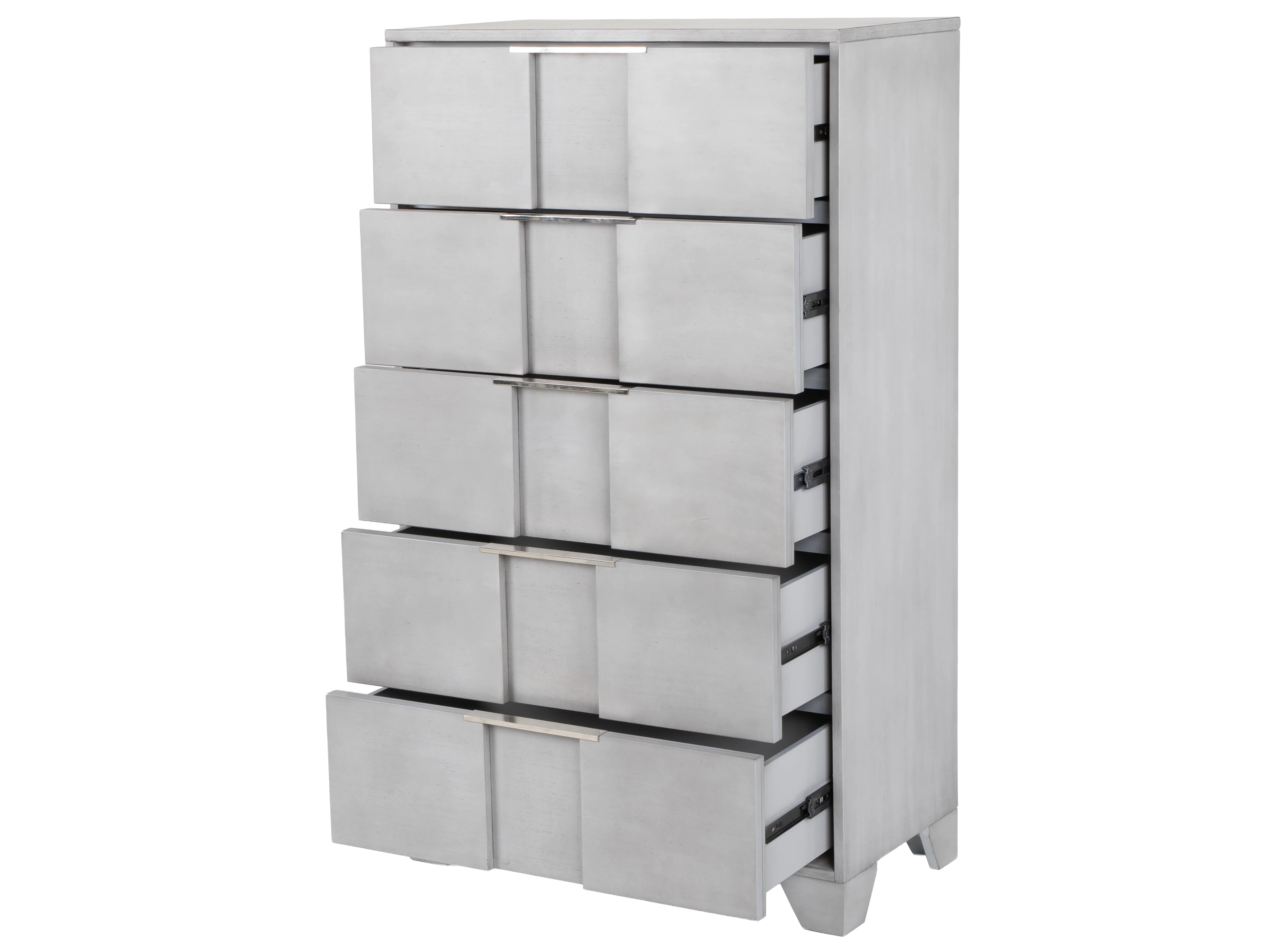 Modern Light Gray Chest with Nickel Hardware
