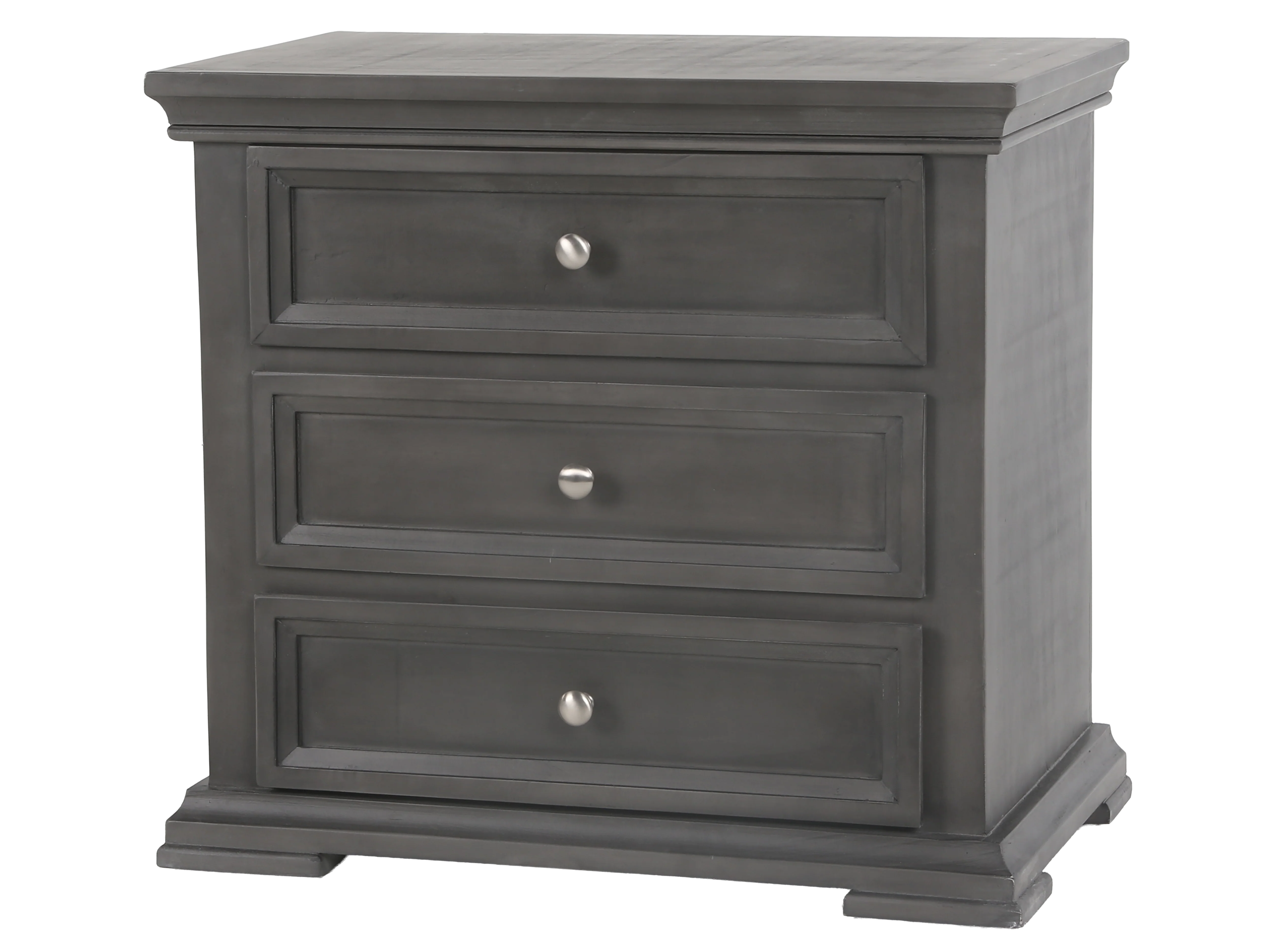 Modern Gray 3 Drawer Nightstand