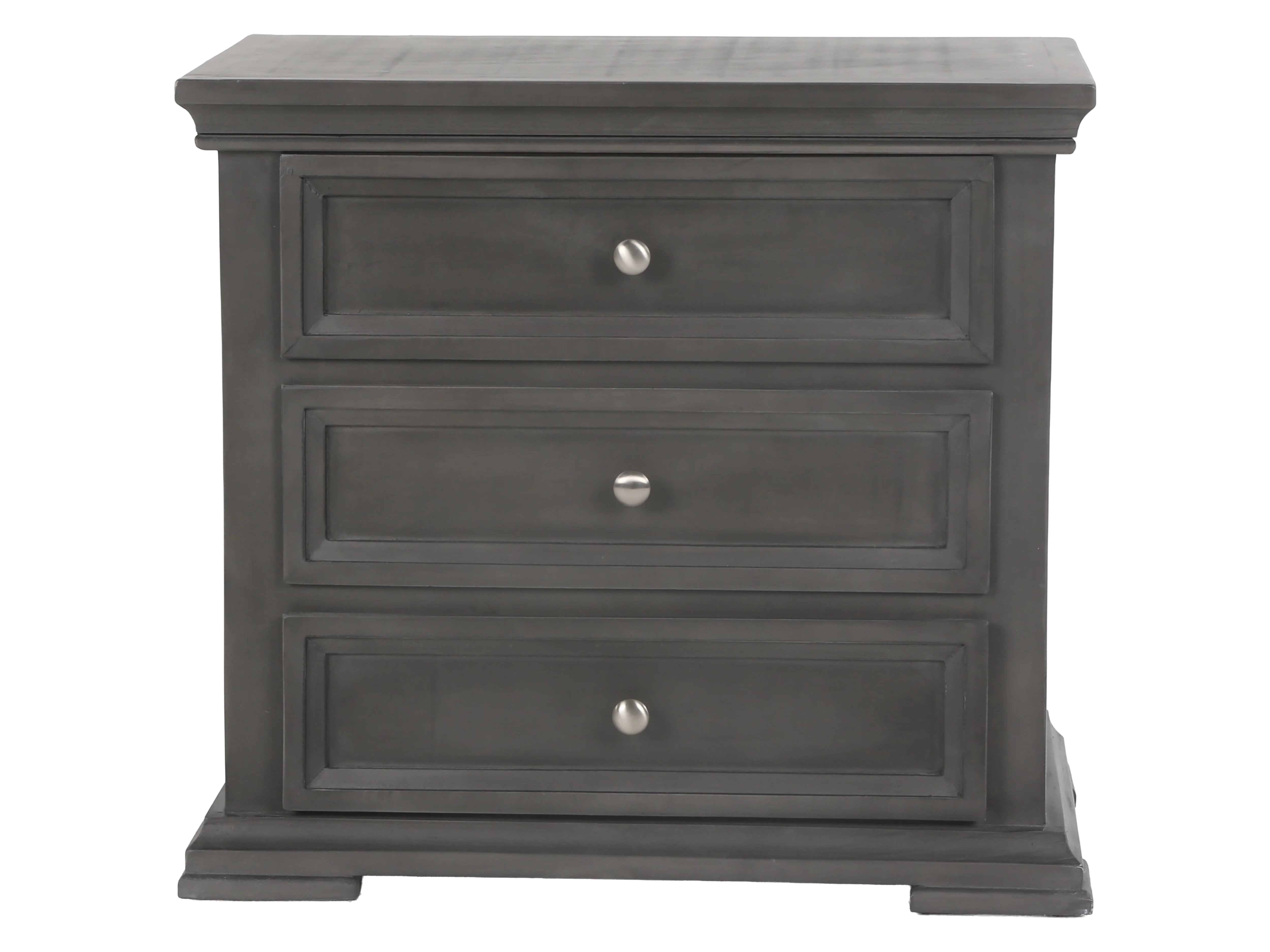 Modern Gray 3 Drawer Nightstand