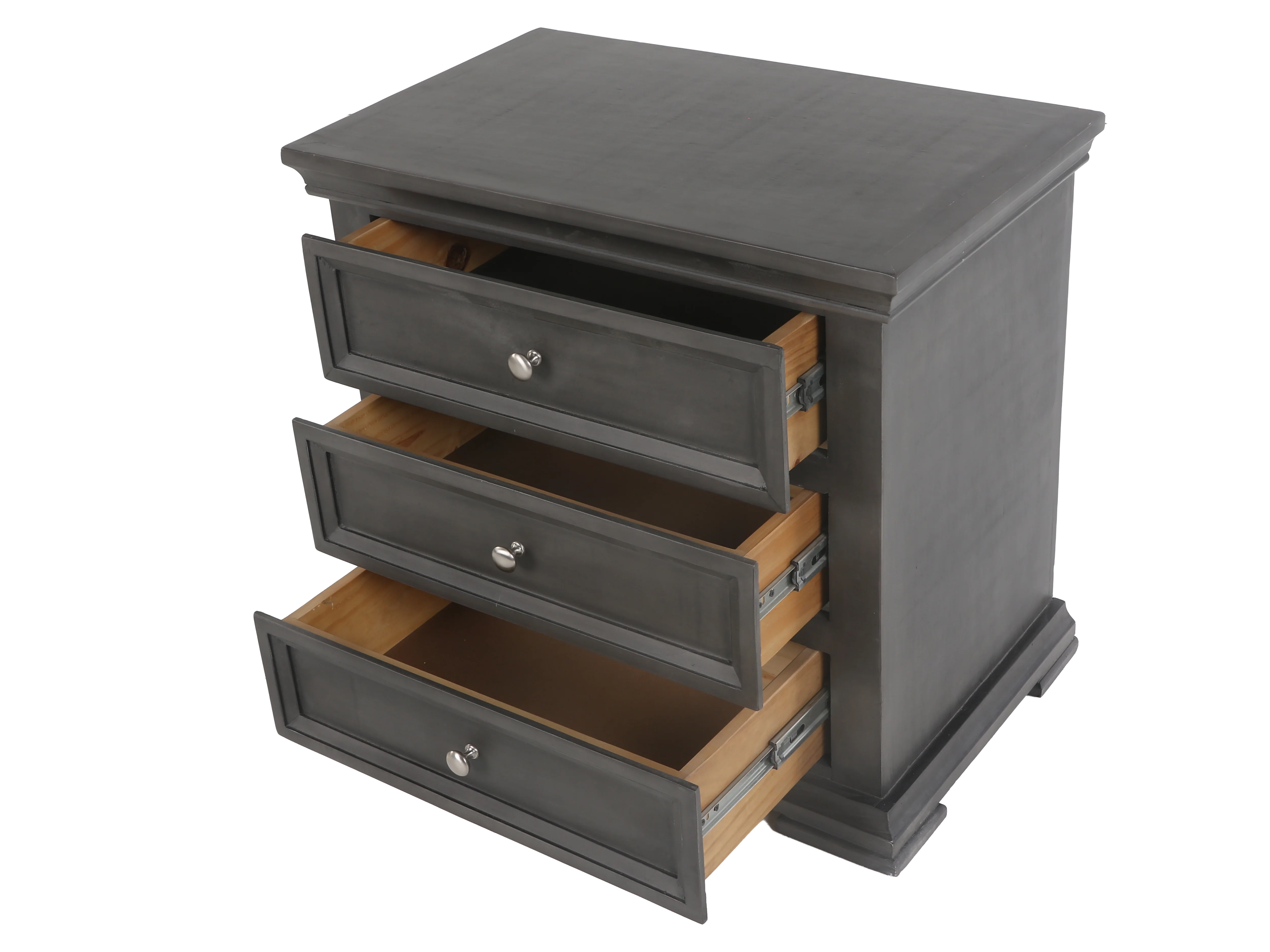 Modern Gray 3 Drawer Nightstand