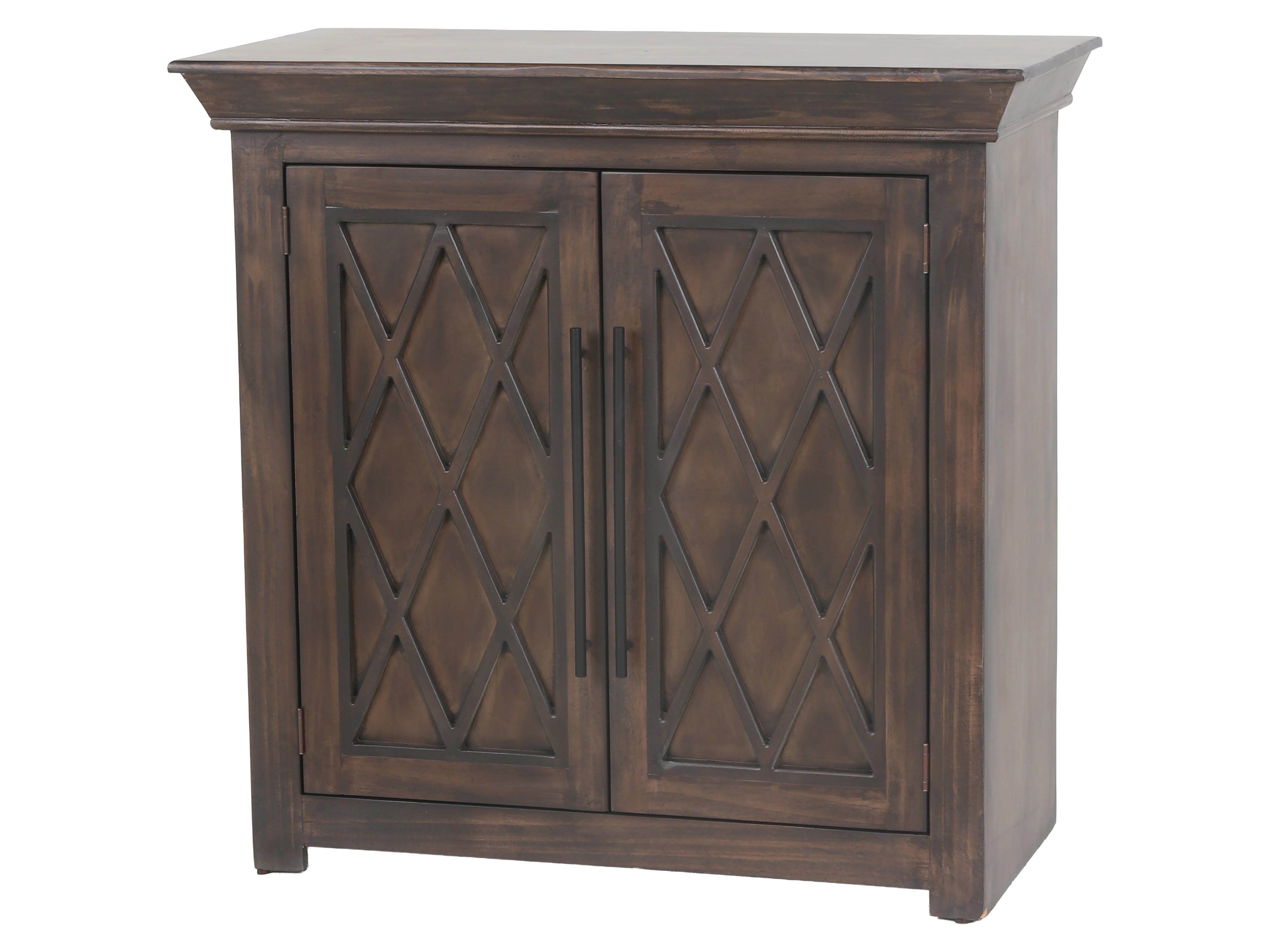 Rustic Brown Diamond Lattice TV Console