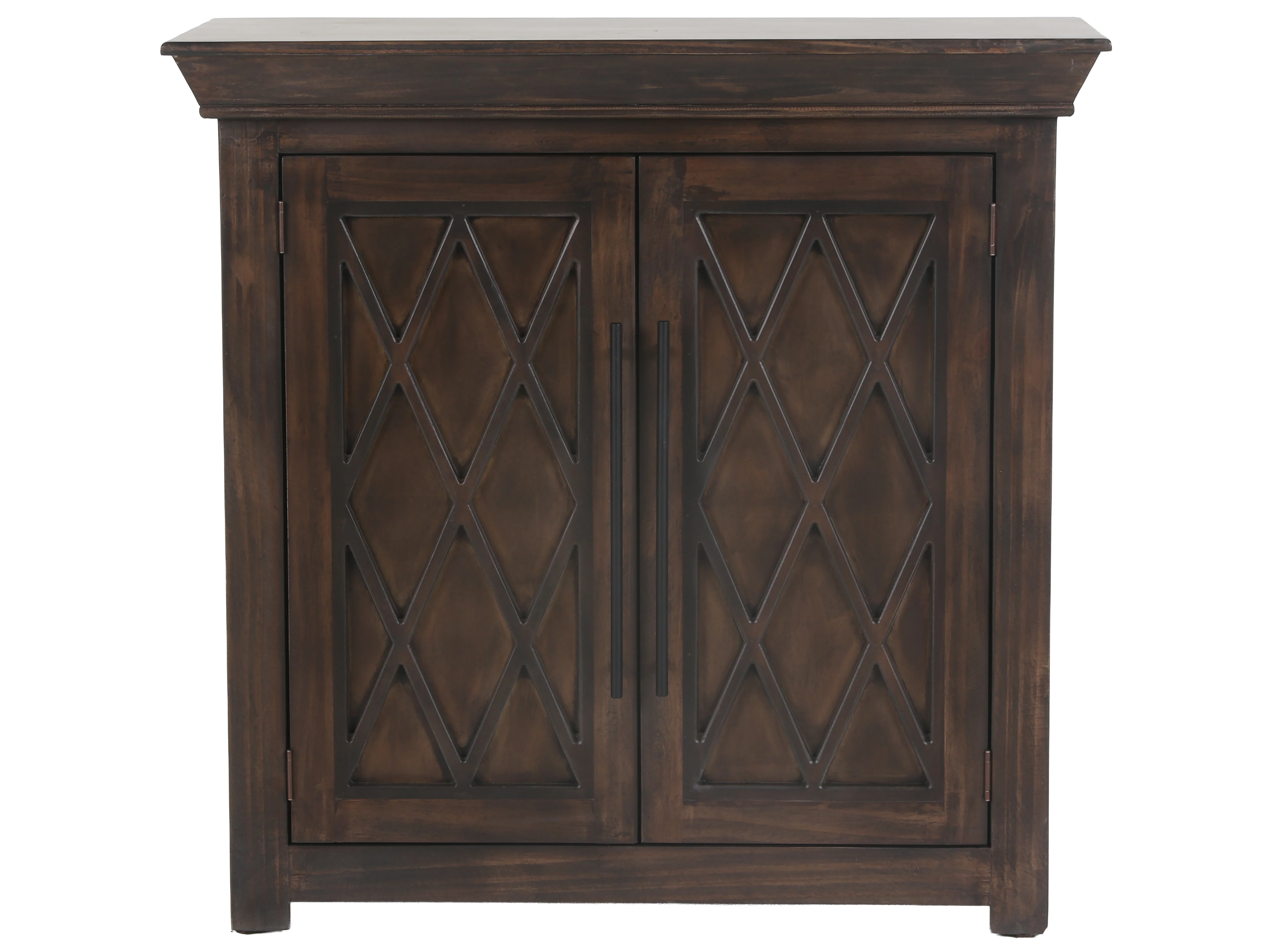 Rustic Brown Diamond Lattice TV Console