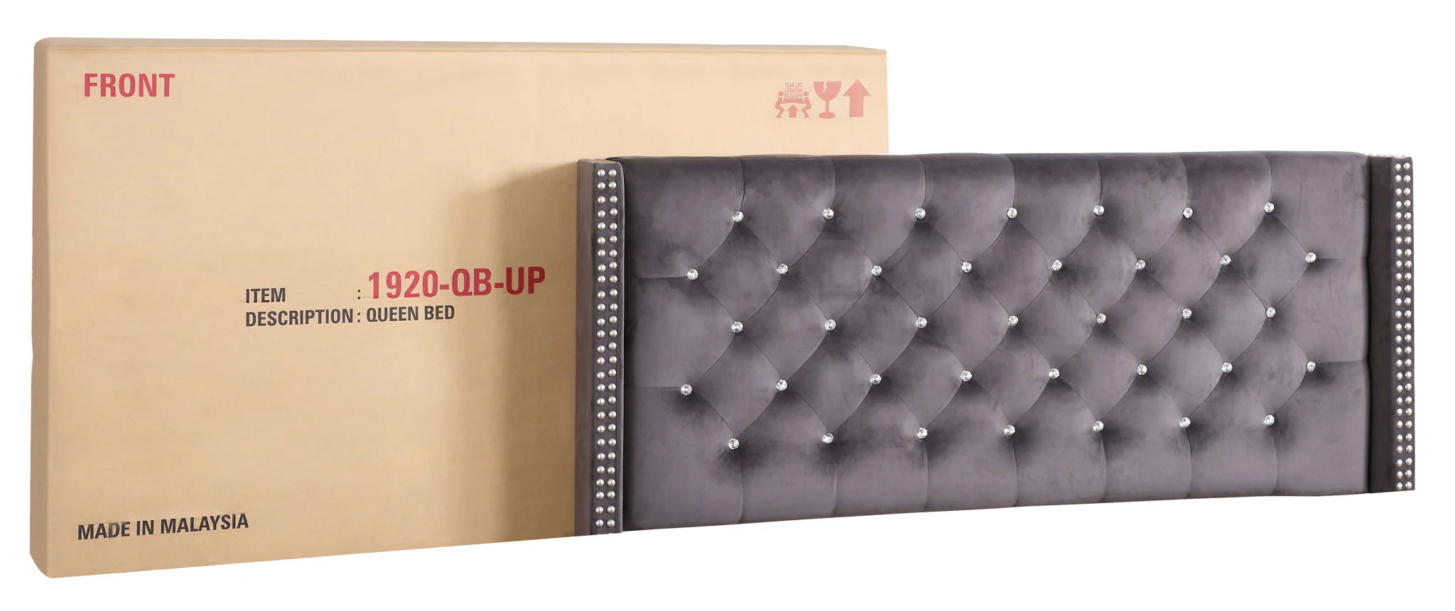 Upholstered Nailhead Trim Chic Bed