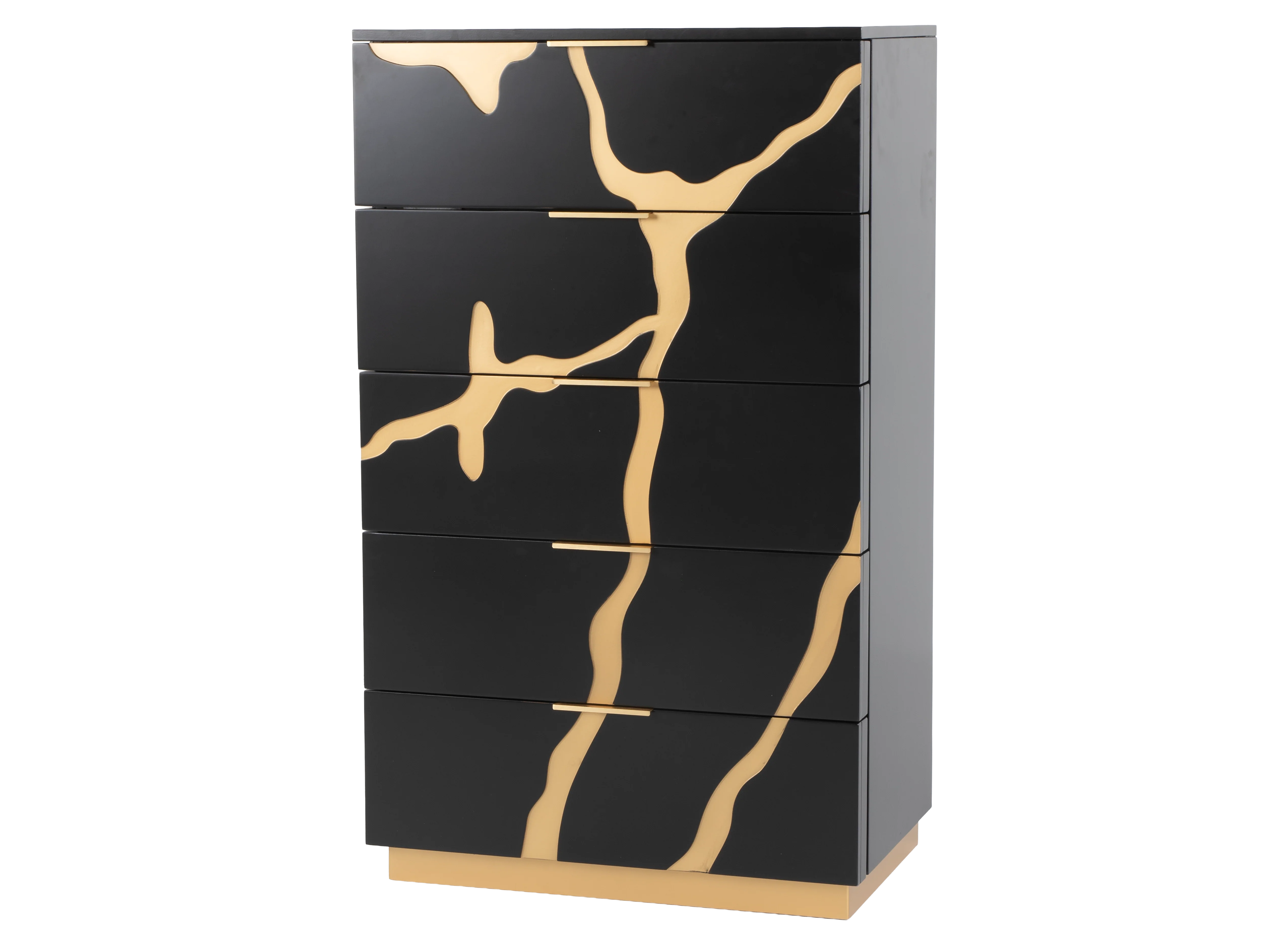 Black and Gold 5-Drawer Chest – Modern Luxury Bedroom Storage