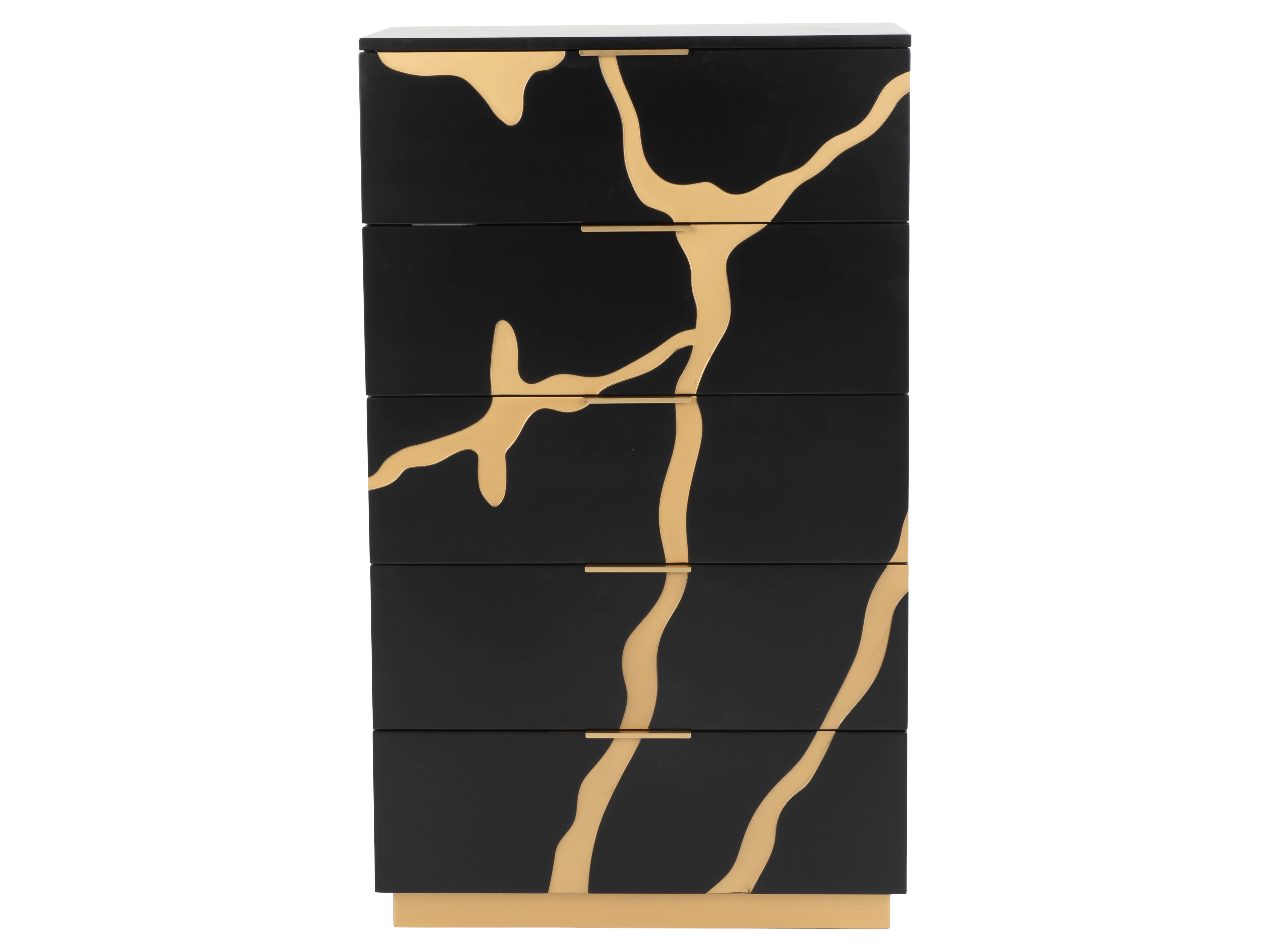 Black and Gold 5-Drawer Chest – Modern Luxury Bedroom Storage