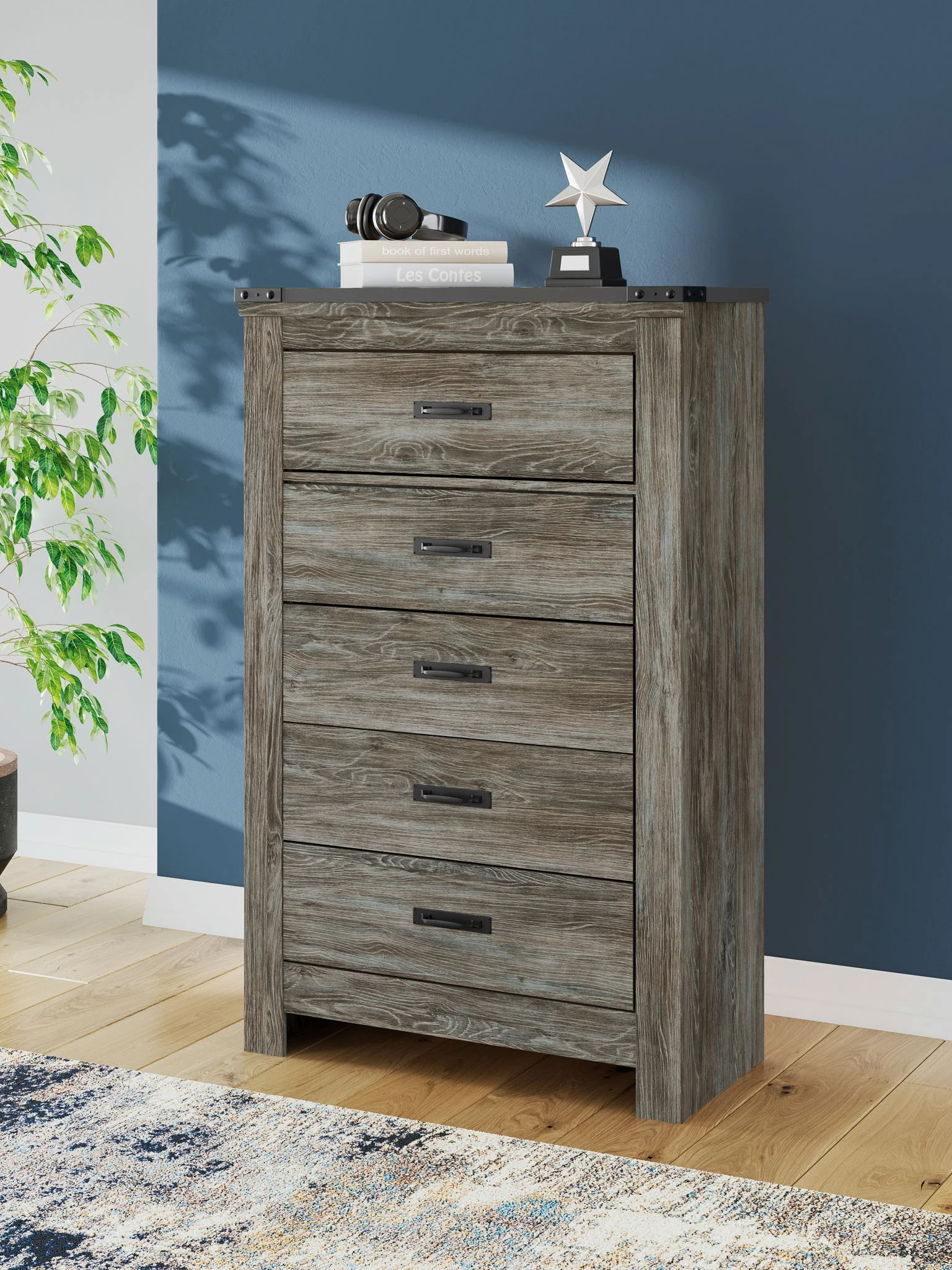 Frandern - Five Drawer Chest - Gray
