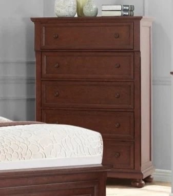 5-Drawer Chest in Cherry - Traditional Storage Chest with Ball Bearing Glides