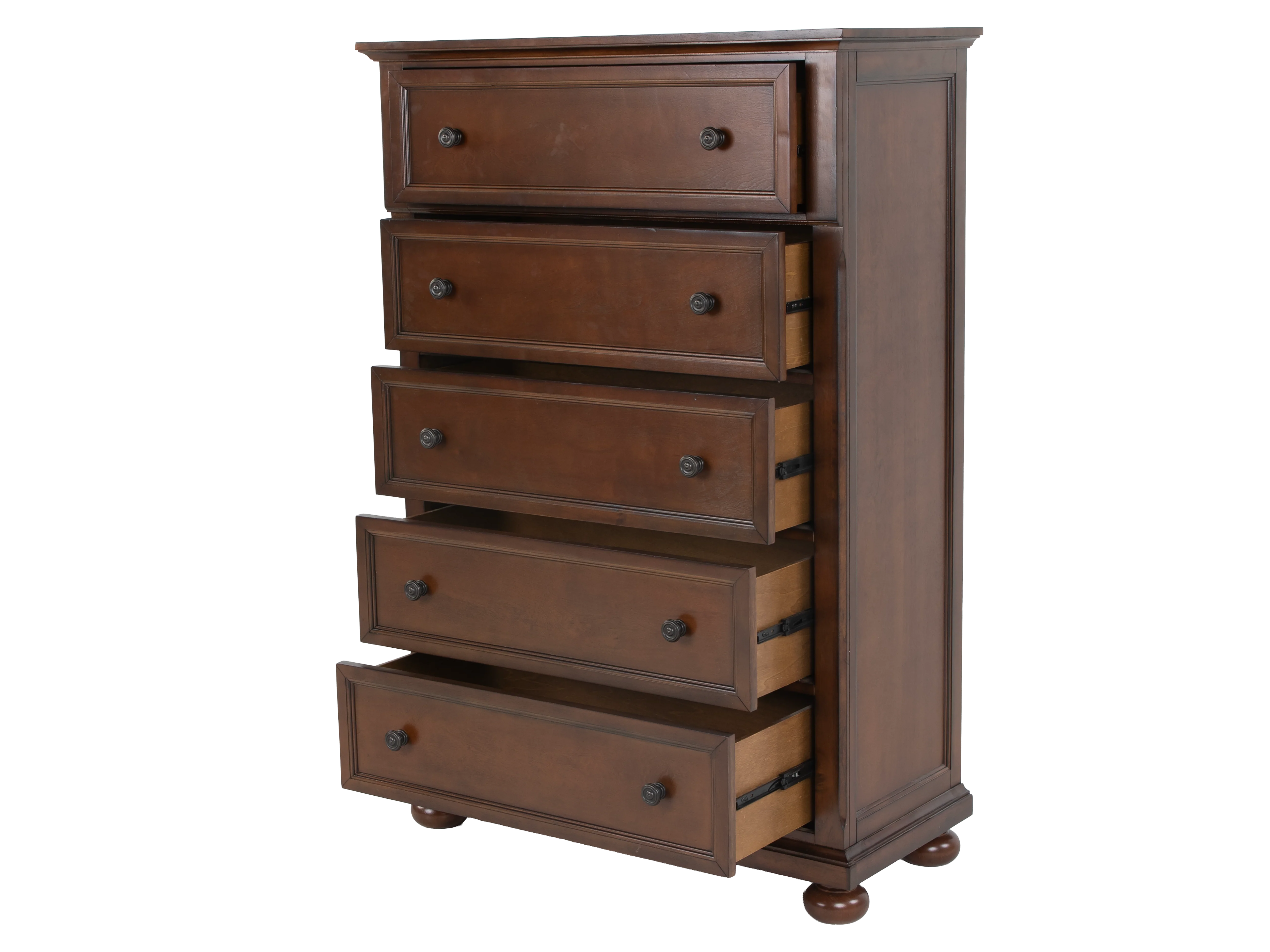 5-Drawer Chest in Cherry - Traditional Storage Chest with Ball Bearing Glides