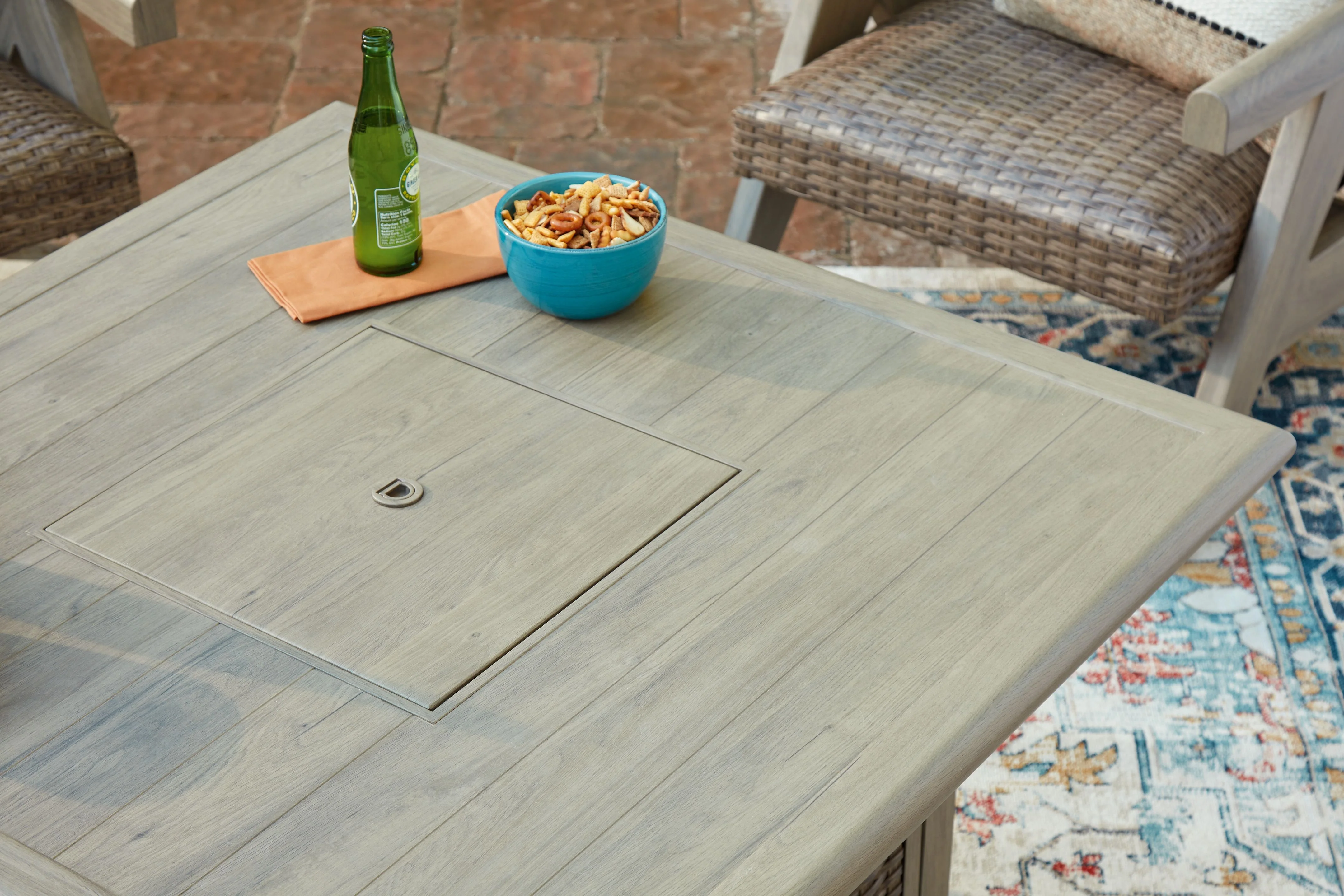 Cliff Trails - Square Fire Pit Table - Beige