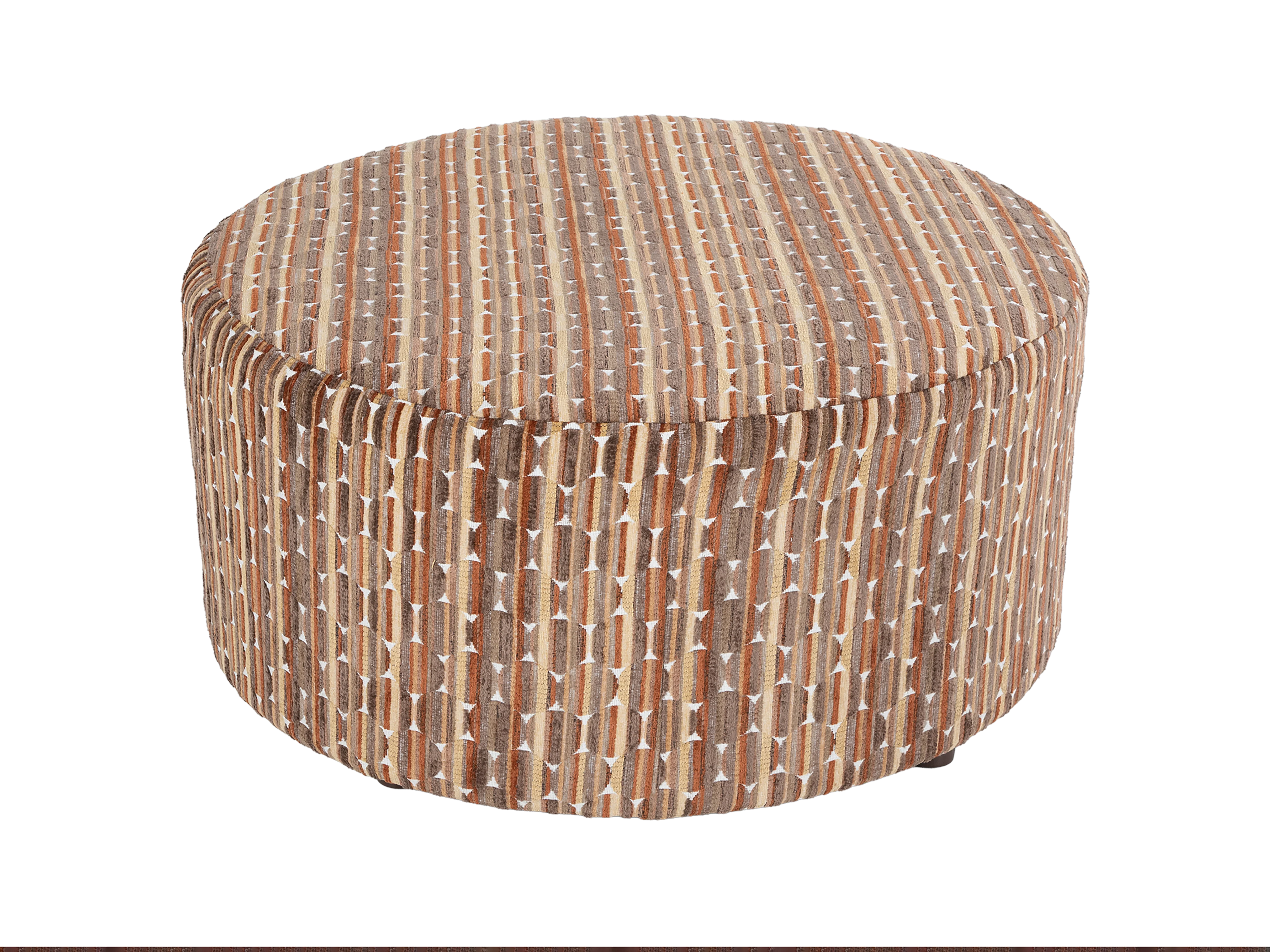 1631-contemporary-brown-geometric-pattern-fabric-round-ottoman-2.webp Contemporary Brown Geometric Pattern Fabric Round Ottoman