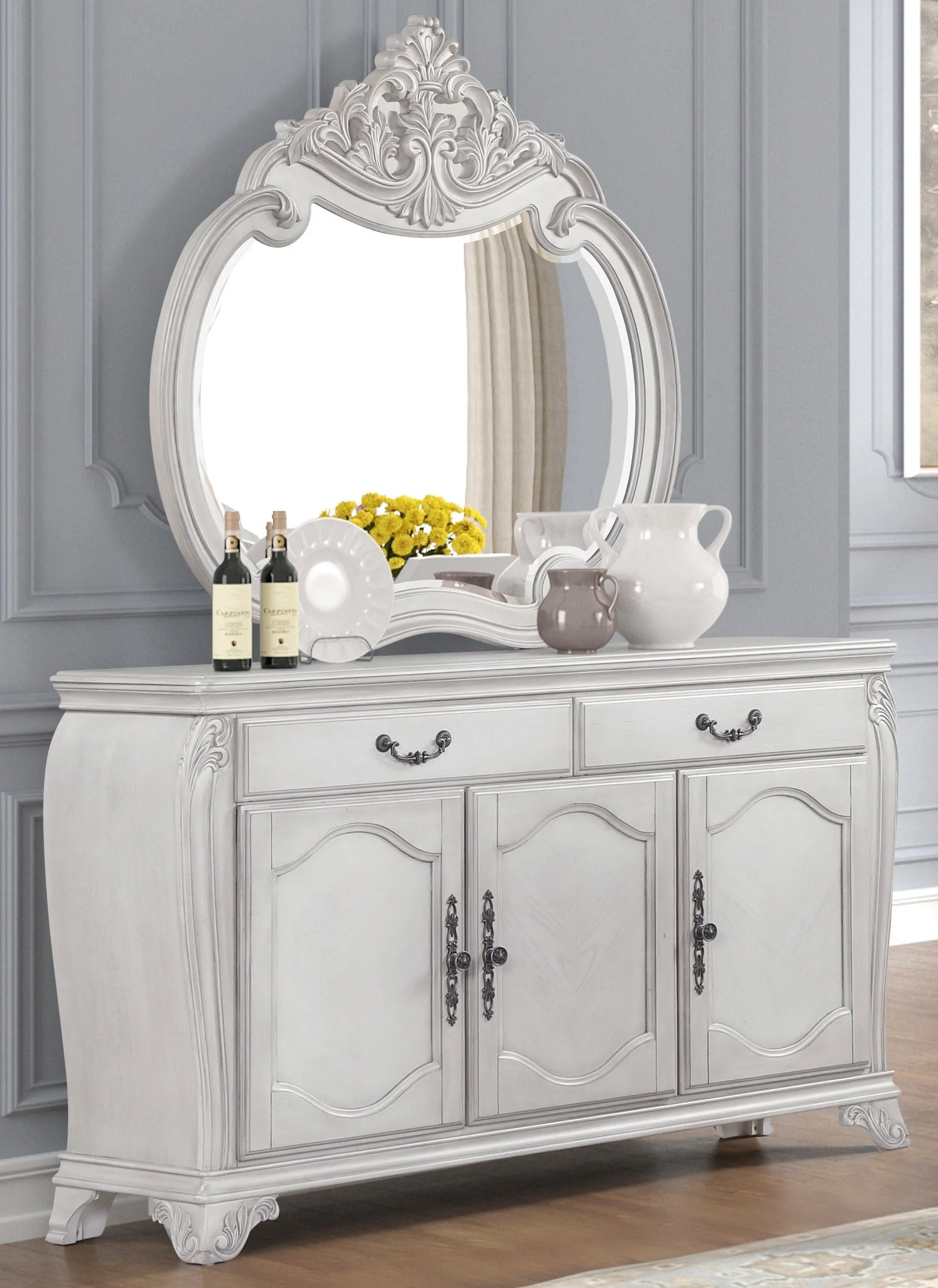 1645-antique-white-traditional-sideboard-1.webp Antique White Traditional Sideboard