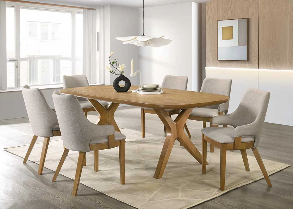1649-oak-sculptural-trestle-7-piece-dining-set-with-latte-upholstered-chairs-1.webp Oak Sculptural Trestle 7-Piece Dining Set with Latte Upholstered Chairs