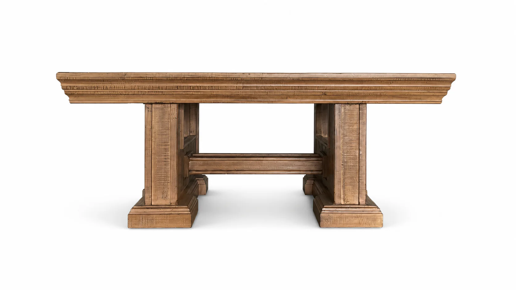 Rustic Brown Farmhouse 3-Piece Coffee Table Set with Pedestal Design