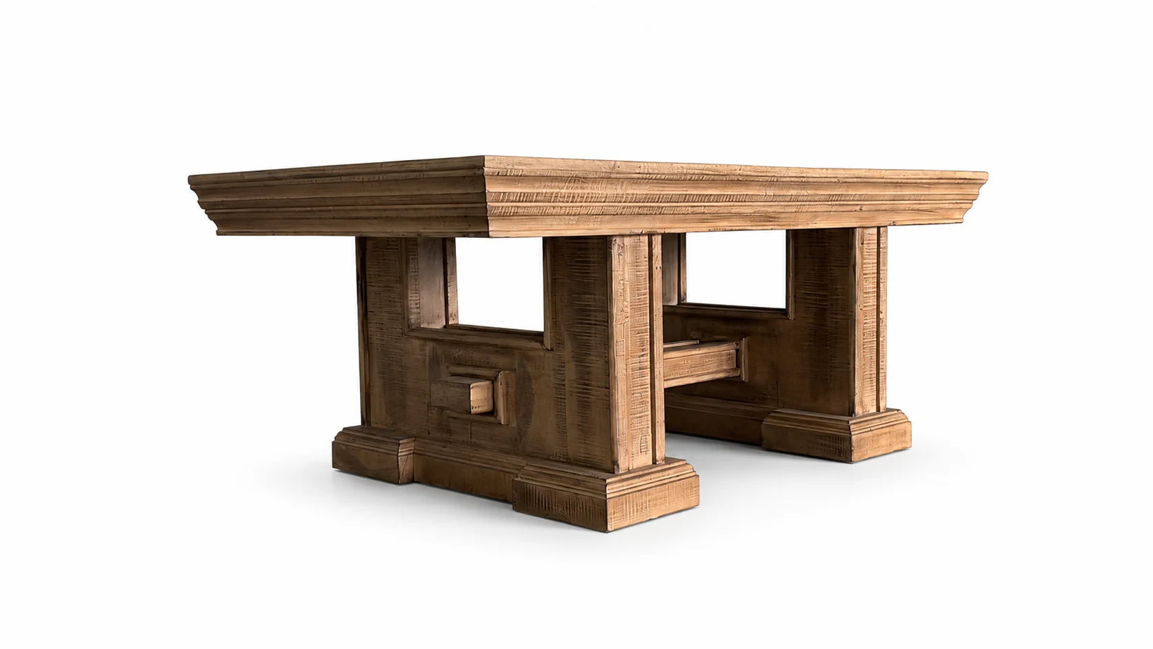 Rustic Brown Farmhouse 3-Piece Coffee Table Set with Pedestal Design