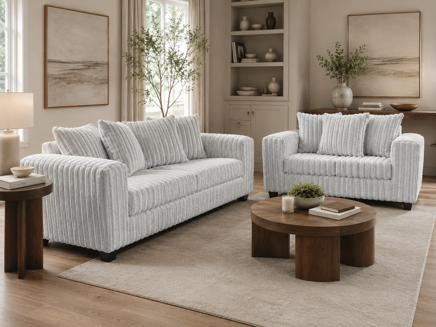 1652-modern-light-gray-ribbed-plush-fabric-2-piece-sofa-and-loveseat-set-3.webp Modern Light Gray Ribbed Plush Fabric 2-Piece Sofa and Loveseat Set