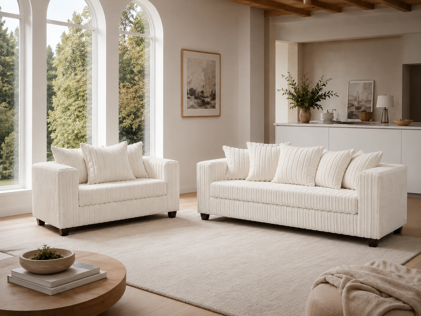 1654-modern-cream-ribbed-plush-fabric-2-piece-sofa-and-loveseat-set-3.webp Modern Cream Ribbed Plush Fabric 2-Piece Sofa and Loveseat Set