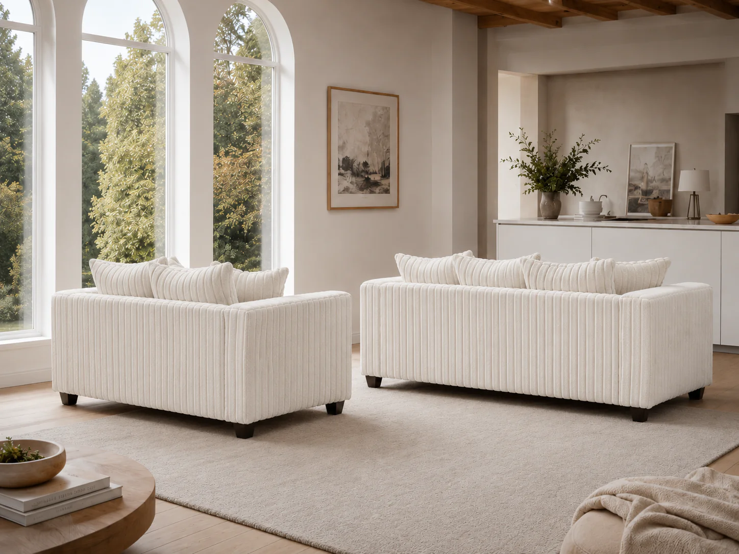 1654-modern-cream-ribbed-plush-fabric-2-piece-sofa-and-loveseat-set-4.webp Modern Cream Ribbed Plush Fabric 2-Piece Sofa and Loveseat Set