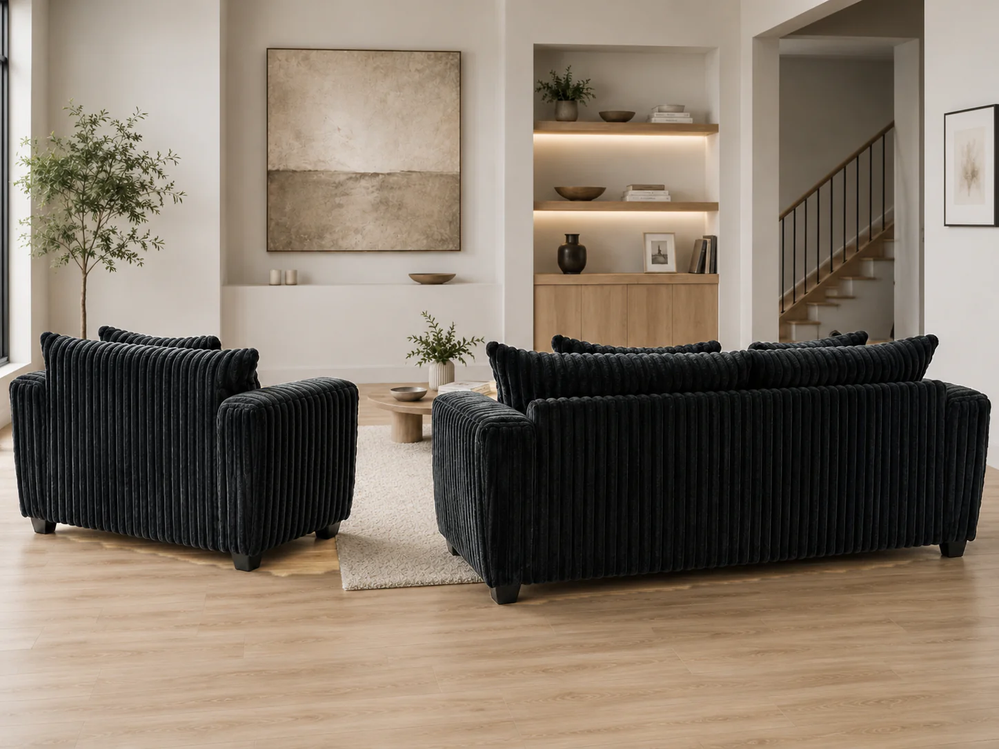 1656-contemporary-black-corduroy-fabric-2-piece-sofa-and-loveseat-set-3.webp Contemporary Black Corduroy Fabric 2-Piece Sofa and Loveseat Set