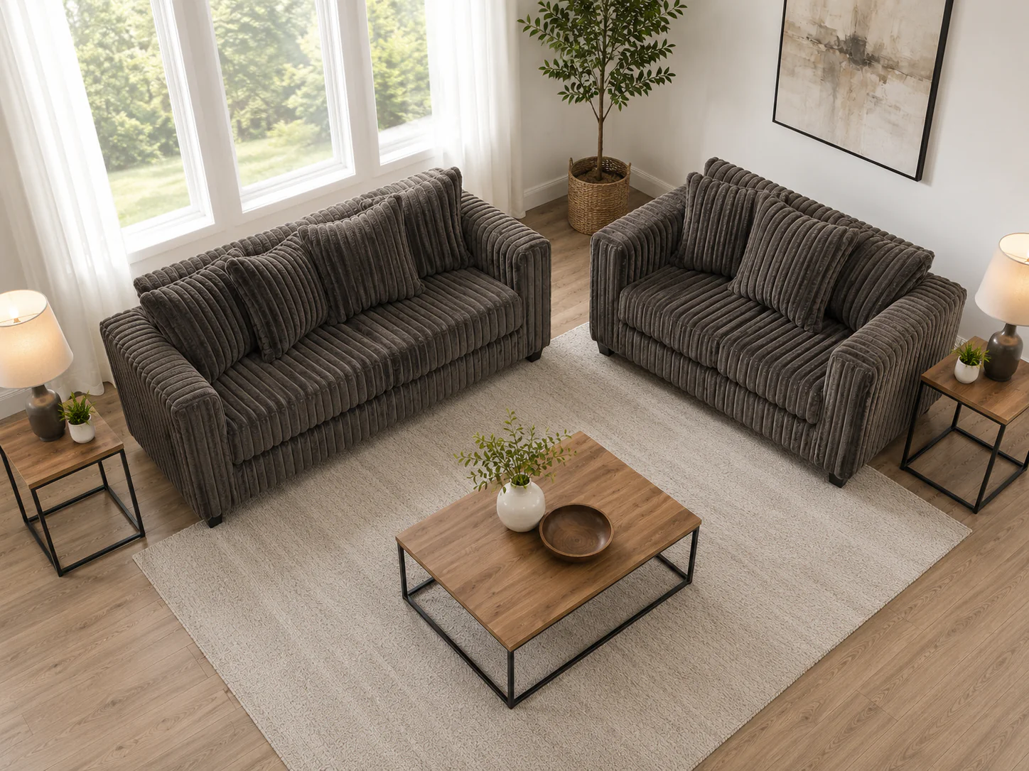 1657-contemporary-chocolate-corduroy-fabric-2-piece-sofa-and-loveseat-set-5.webp Contemporary Chocolate Corduroy Fabric 2-Piece Sofa and Loveseat Set