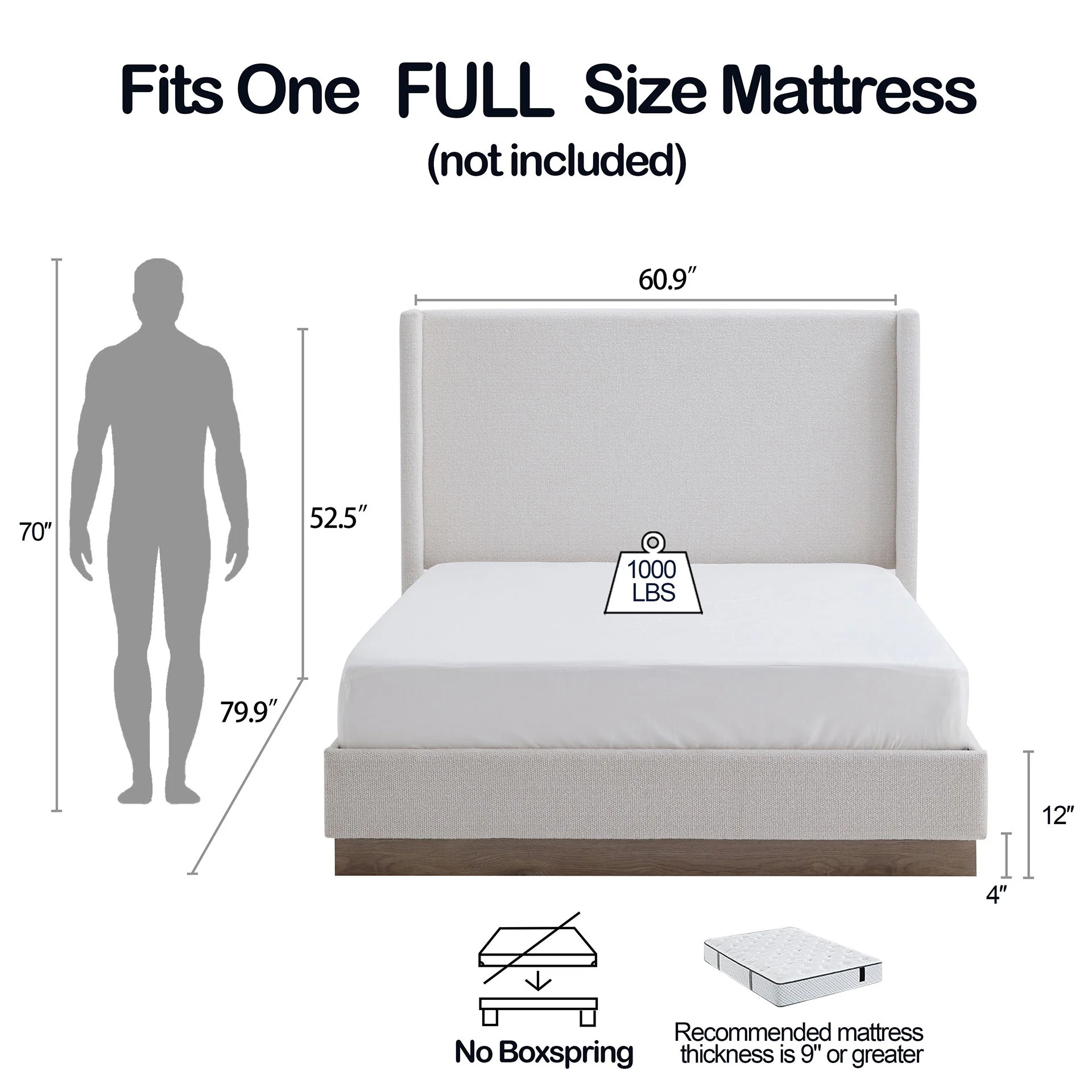 Hosford - Minimalist Upholstered Wingback Bed