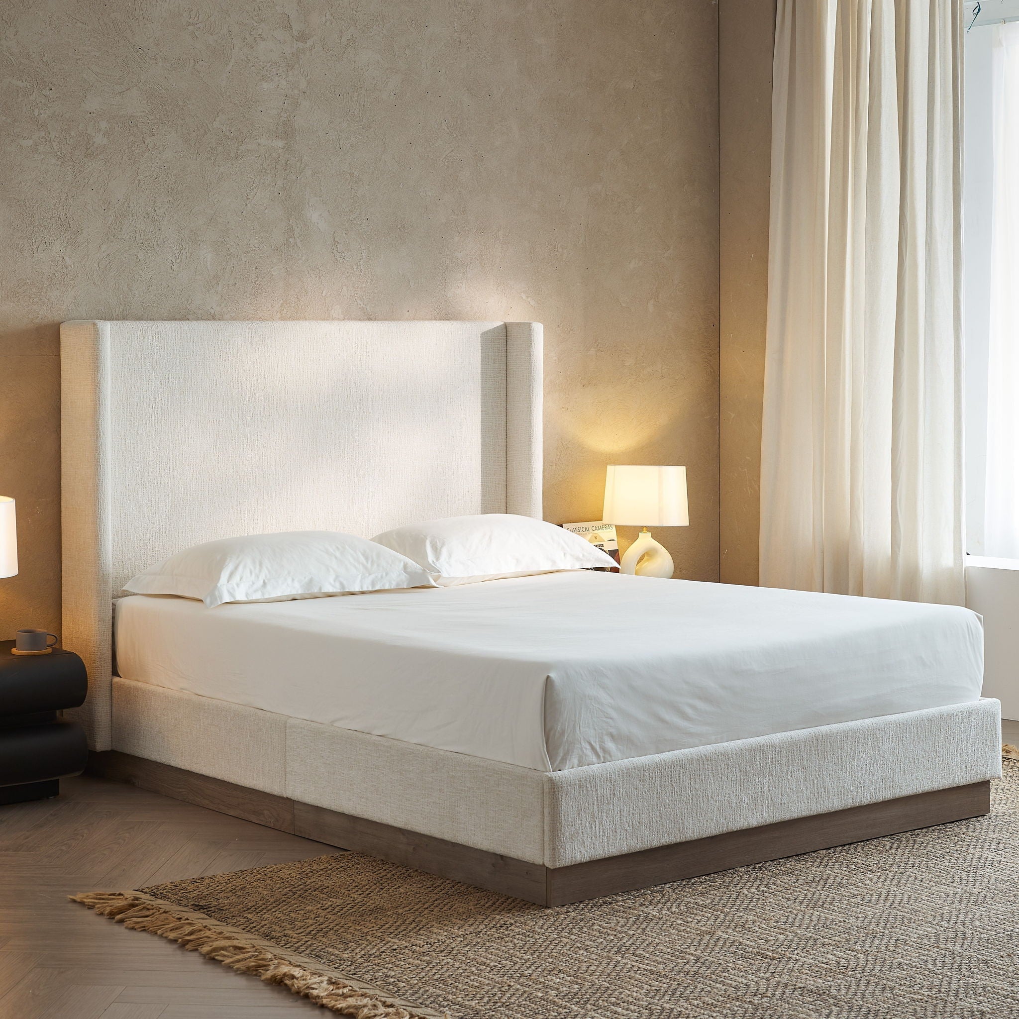1664-hosford-minimalist-upholstered-wingback-bed-with-wood-base-platform-6.jpg Hosford - Minimalist Upholstered Wingback Bed With Wood Base Platform