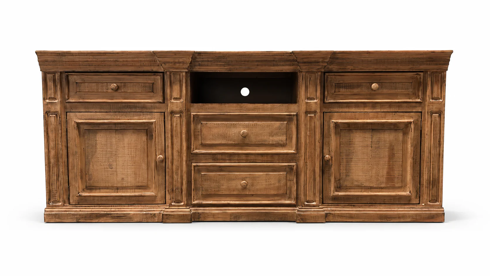 Rustic Brown Farmhouse 80 Inch TV Stand with Storage Console Design