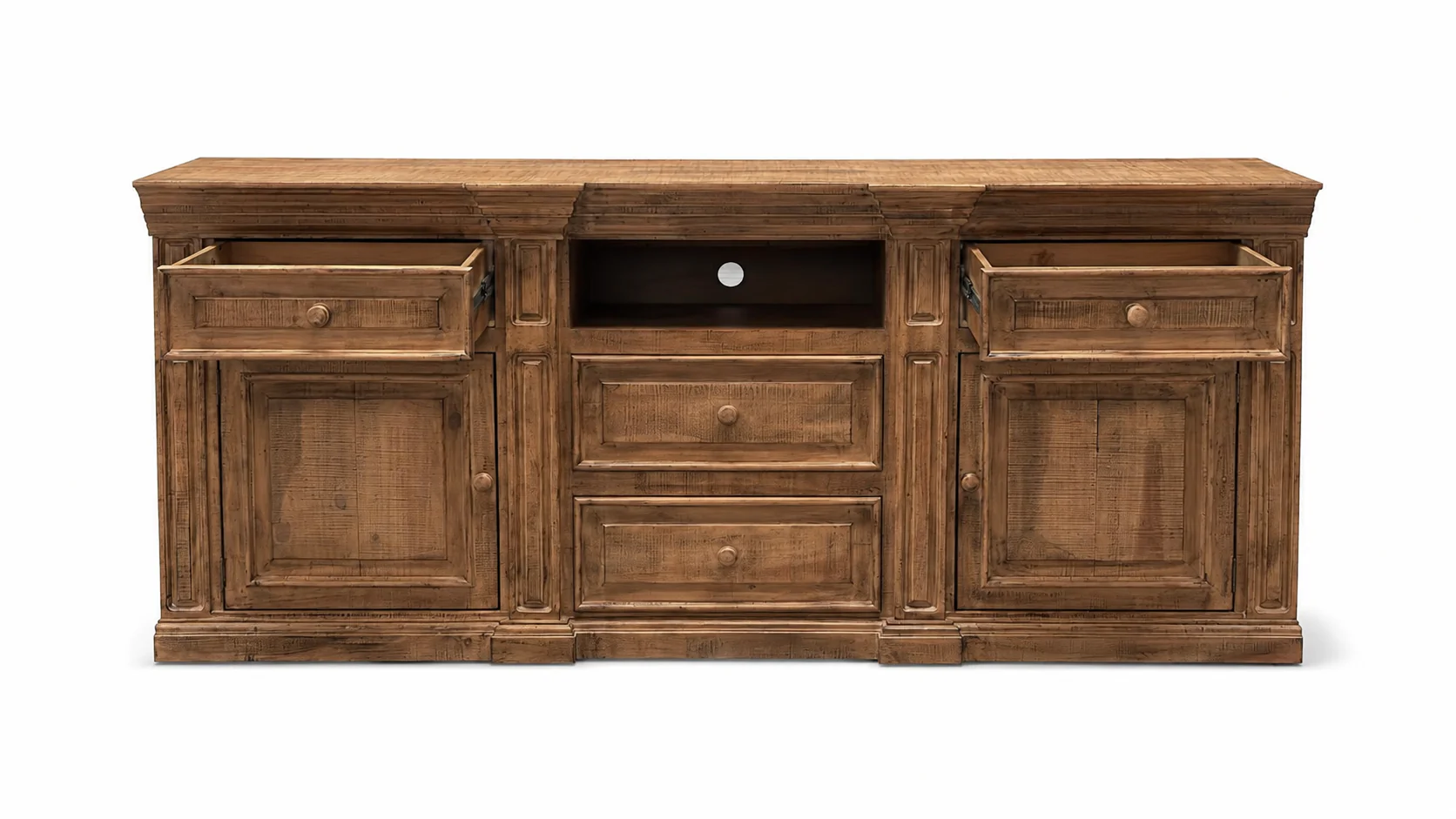 Rustic Brown Farmhouse 80 Inch TV Stand with Storage Console Design