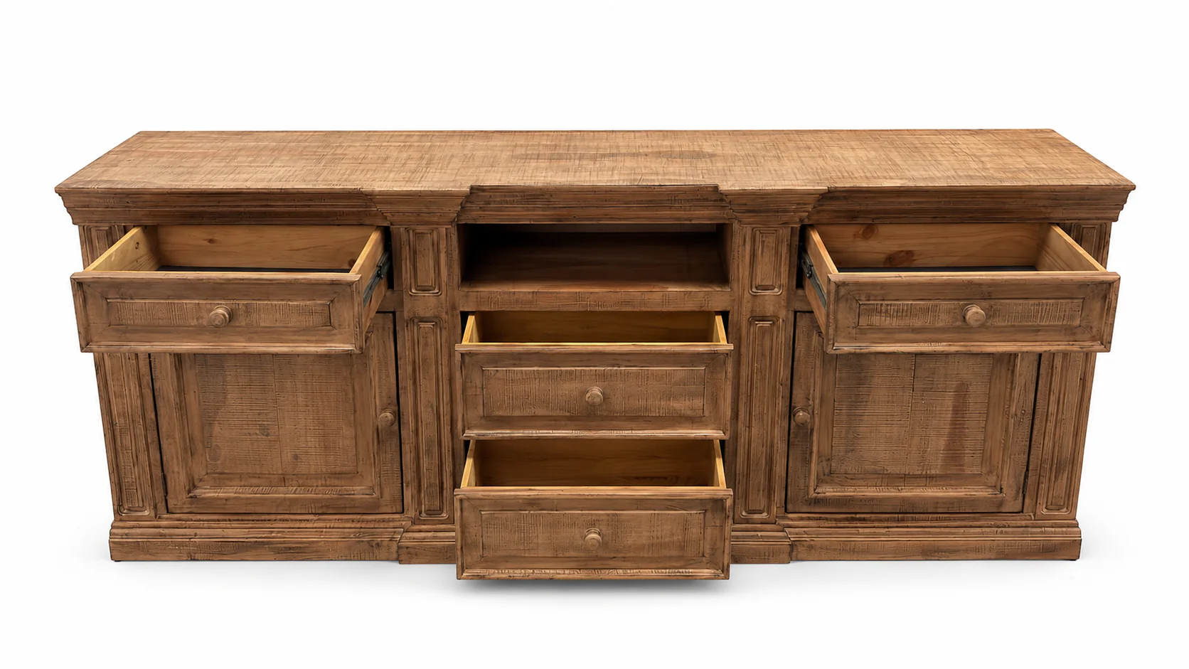 Rustic Brown Farmhouse 80 Inch TV Stand with Storage Console Design