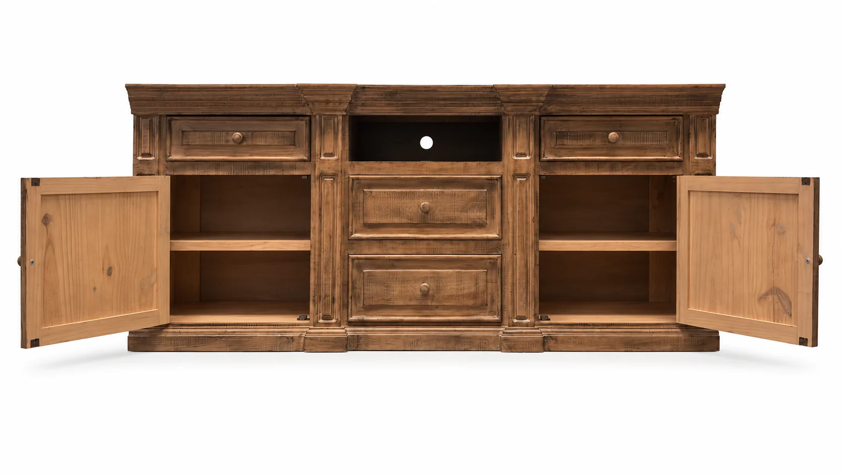 Rustic Brown Farmhouse 80 Inch TV Stand with Storage Console Design