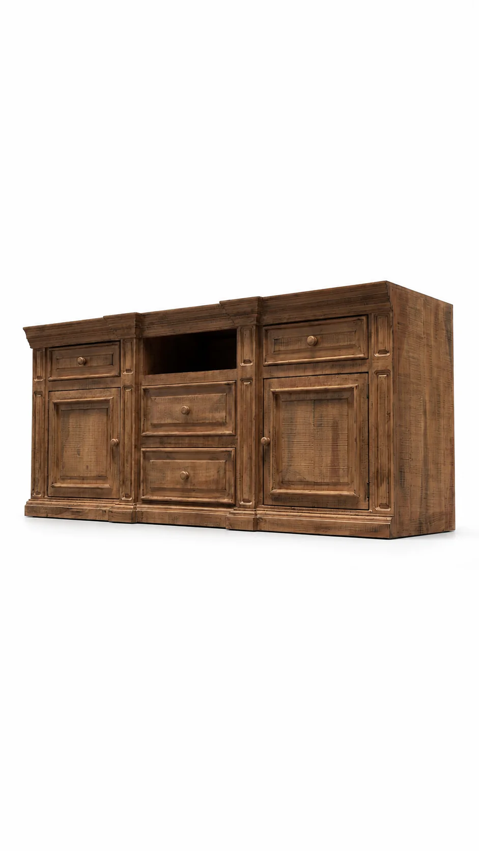 Rustic Brown Farmhouse 80 Inch TV Stand with Storage Console Design