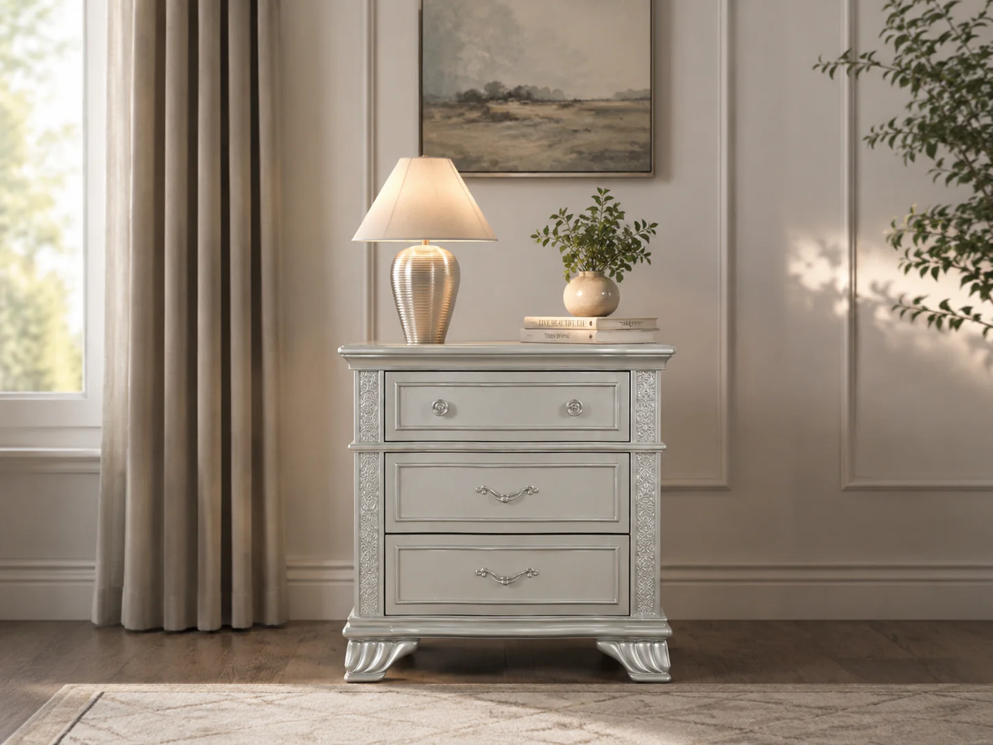 1678-glam-silver-3-drawer-usb-nightstand-with-crystal-hardware-design-1.webp Glam Silver 3-Drawer USB Nightstand with Crystal Hardware Design