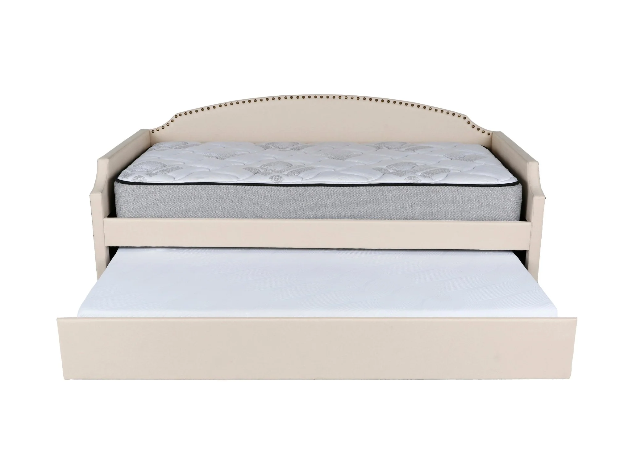 168-ivory-upholstered-twin-daybed-with-trundle-nailhead-trim-4.webp Ivory Upholstered Twin Daybed with Trundle & Nailhead Trim